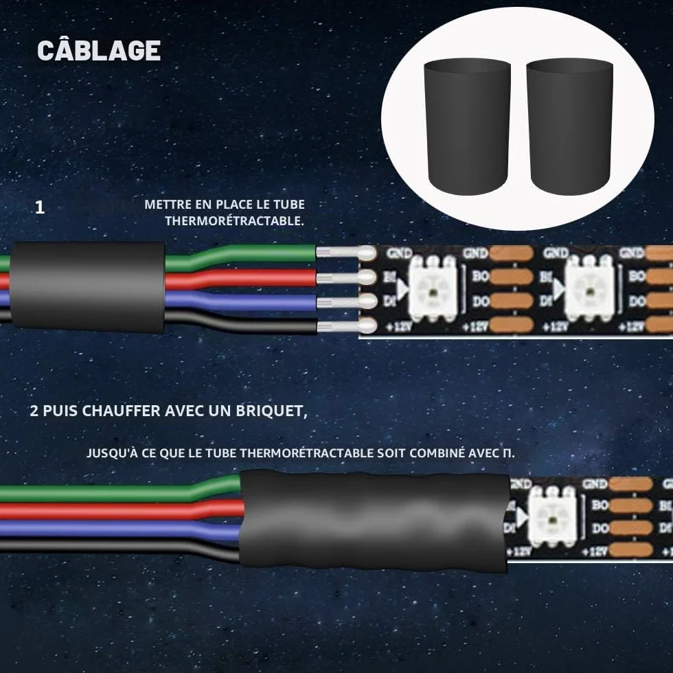 Câble D'extension RGB 22 AWG 4 Couleurs 30m 4x0.32mm² 12/24V DC 100ft LED