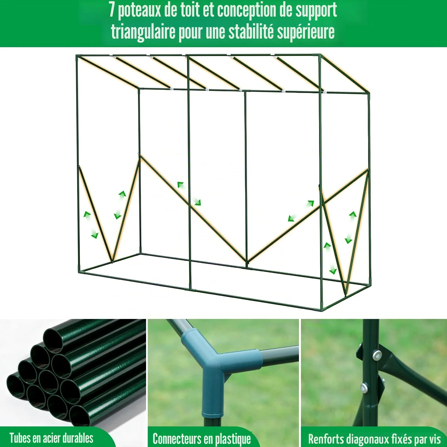 Velway Serre de Jardin Toutes Saisons - Serre d’Hivernage en PE 140 g/m² Imperméable avec Fenêtre d’Aération pour Tomates Légumes Plantes Fleurs - Toit Incliné Blanc Translucide 208x81x170/141cm