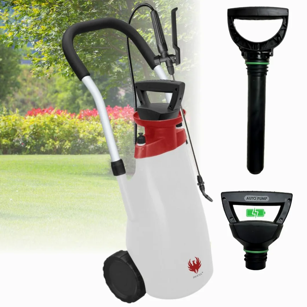 PHOENIX - Pulverisateur électrique de Jardin sur Roue Roller Sprayer, Pulverisateur Jardin avec Tuyau de 3m pour Une Pulvérisation sans Effort, pulvérisateur à Batterie, Autonome, Portable et Léger