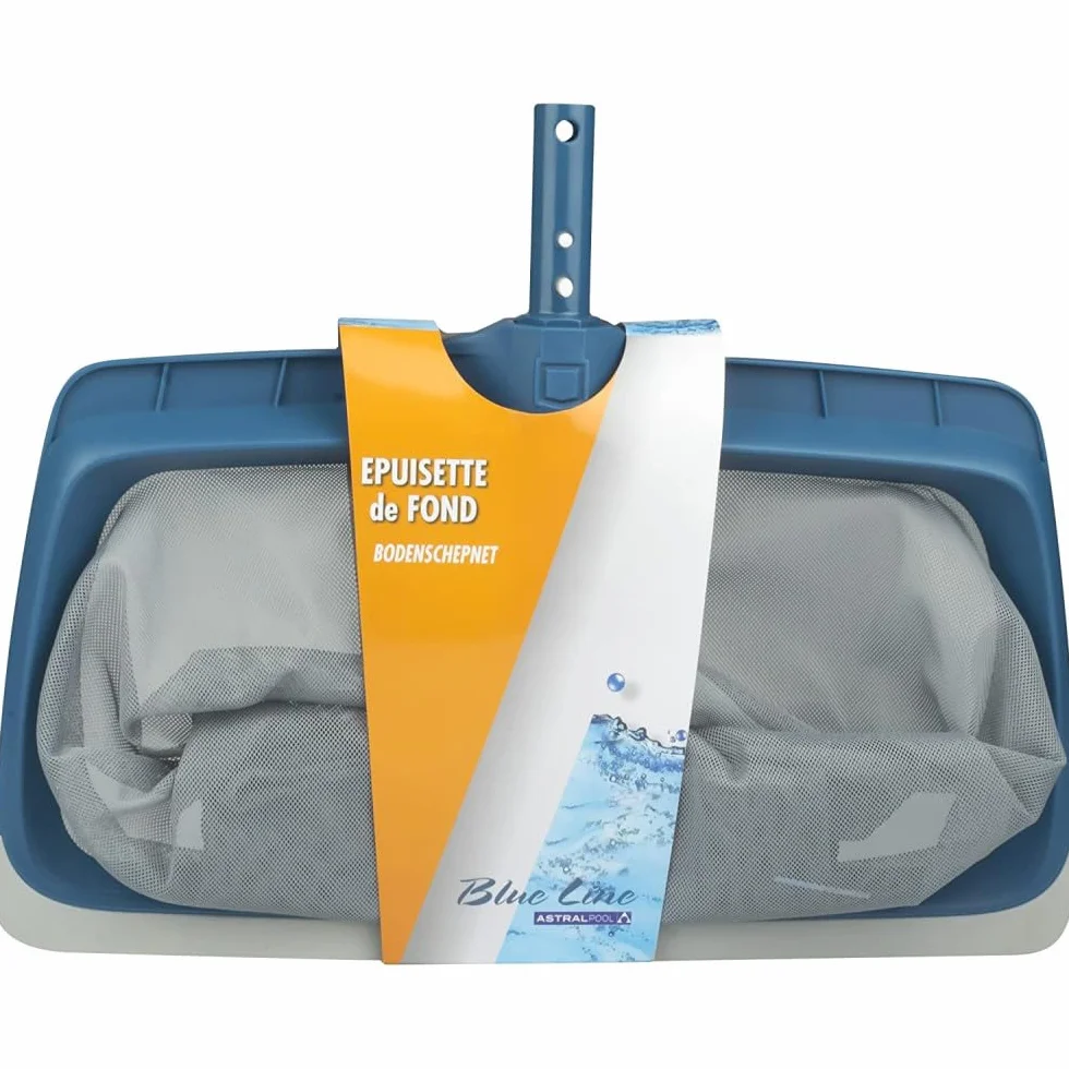 Blue Line Épuisette de Fond Raclette pour Piscine Filet Résistant Nettoyage Débris Feuilles Bleu Taille Standard