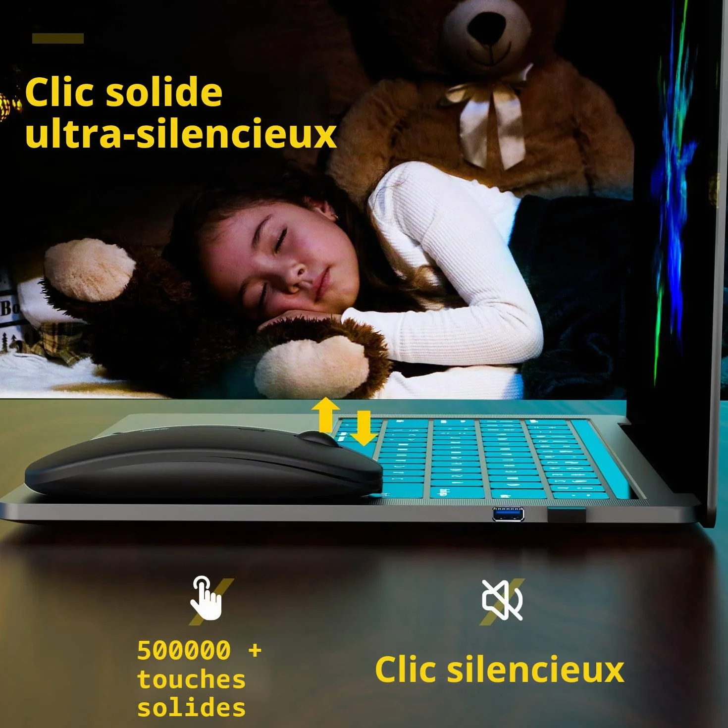 Souris sans Fil Silencieuse Rechargeable USB 1600 dpi 3 Niveaux de réglage 10 m Mini Ordinateur Portable PC