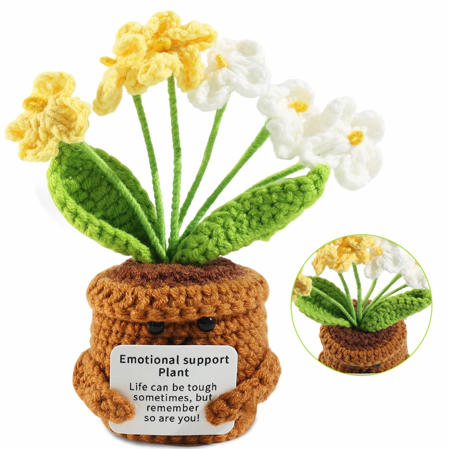 Bouquet de Fleurs au Crochet Main avec Message de Remerciement – Cadeau d'Adieu Maternelle