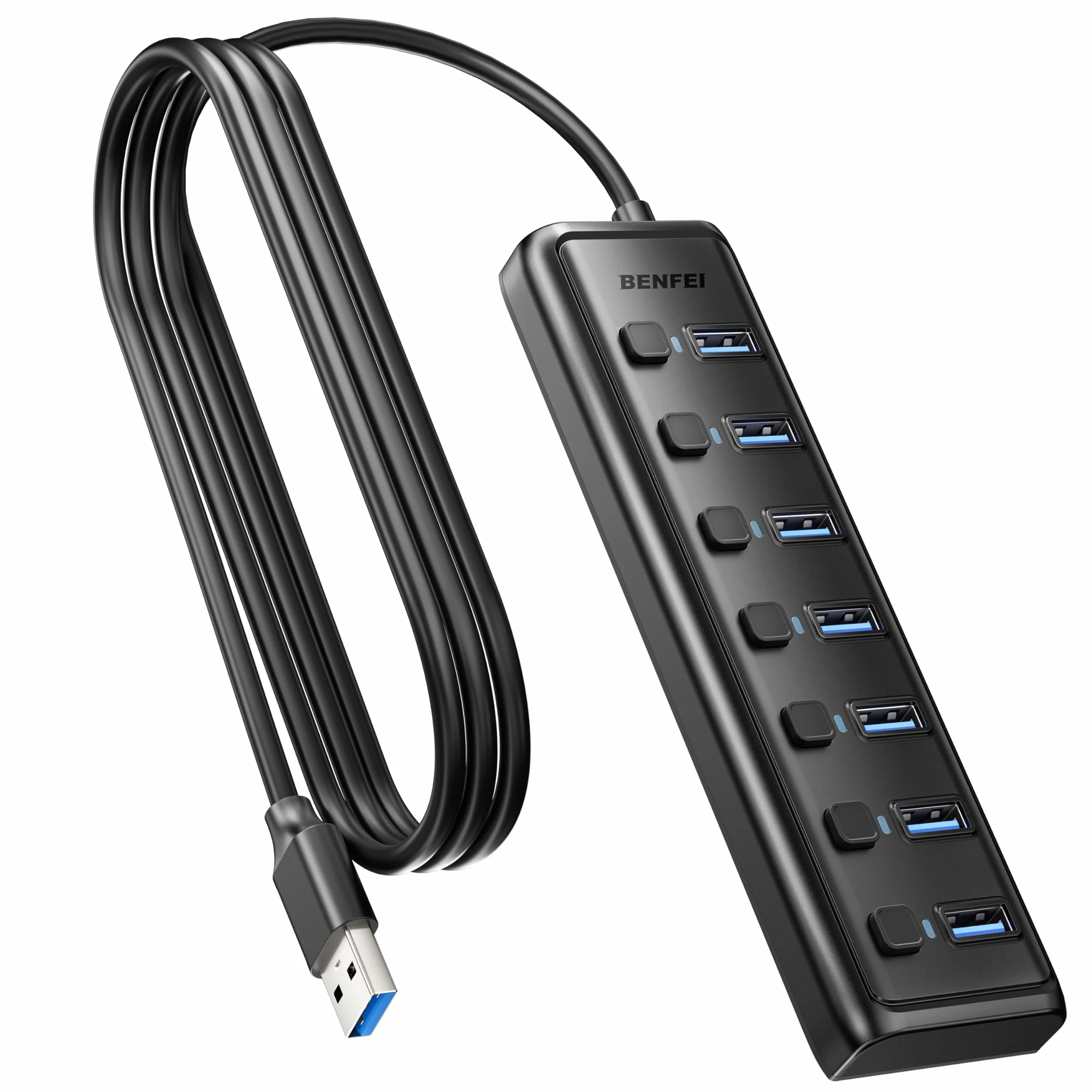BENFEI Hub USB 3.0 7 Ports avec Câble 1 mètre Compatible MacBook Pro Air Mac Pro Mac Mini iMac Surface Pro XPS PC Clé USB Disque Dur Mobile