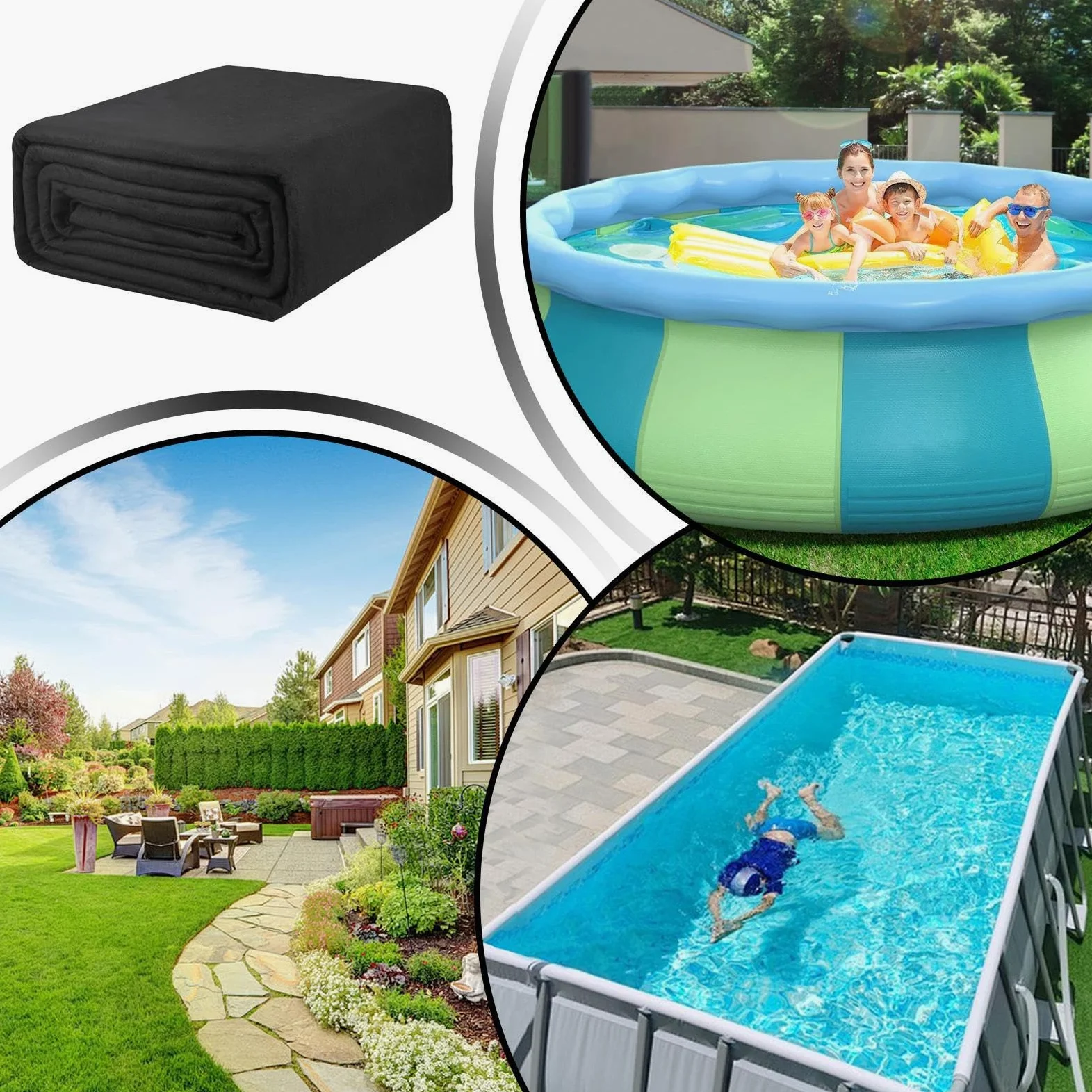 Générique Tapis De Sol pour Piscine - Revêtement De Piscine Rond | Tapis De Piscine Ronds D'extérieur | Antidérapant Pliable Absorbant l'eau Tapis De Revêtement De Sol De Piscines pour Ponction