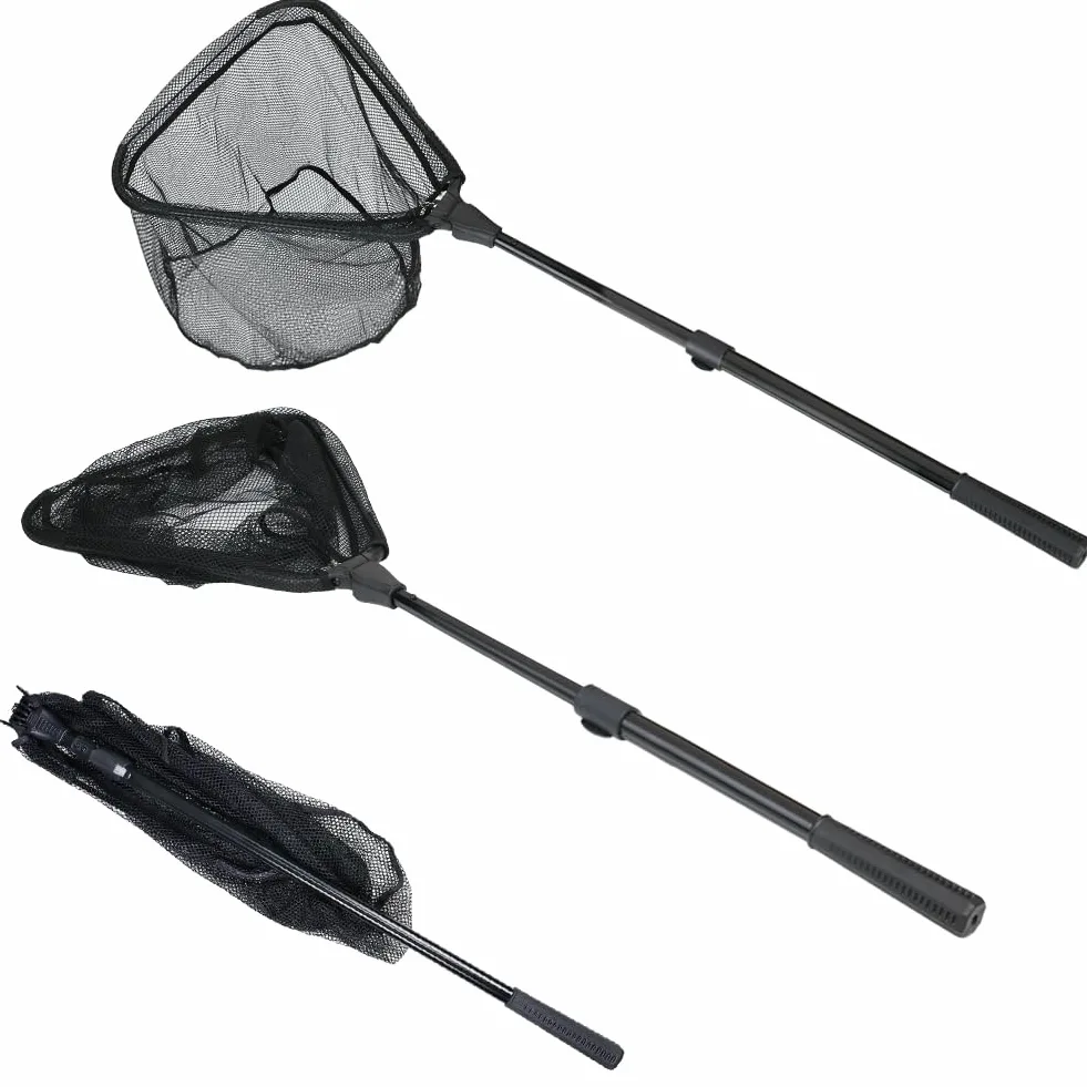 Épuisette télescopique Extensible jusqu'à 160 cm, Manche en Fibre de Carbone Extensible de 59,9 à 119,4 cm