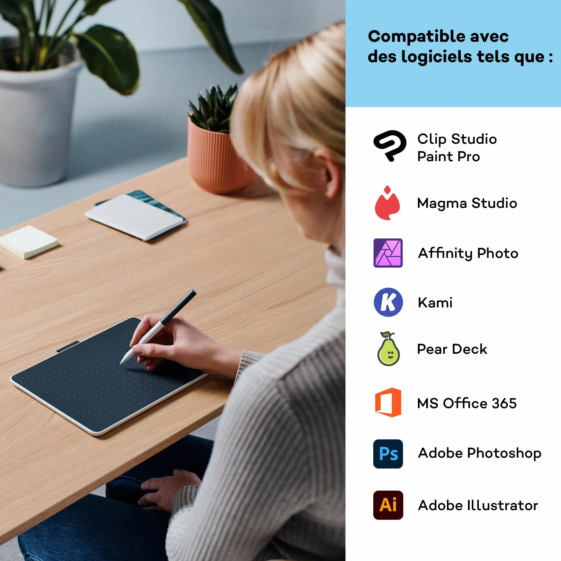 Wacom One M Tablette à Stylet Bluetooth pour Windows Mac Chromebook Android