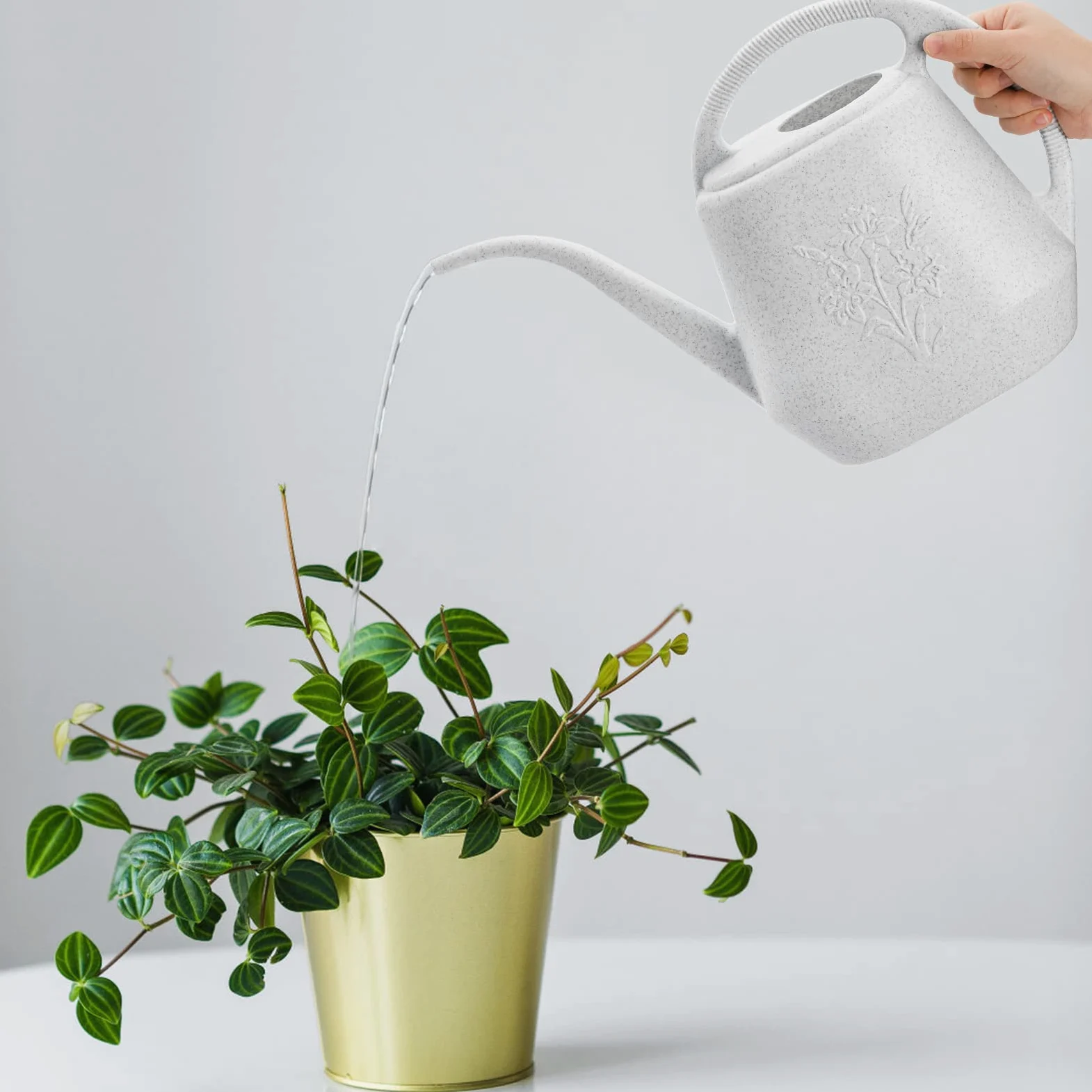 Fasmov Arrosoir en plastique de 3,8 l avec poignée confortable, arrosoir de jardin à long bec pour arroser les plantes d'intérieur et d'extérieur
