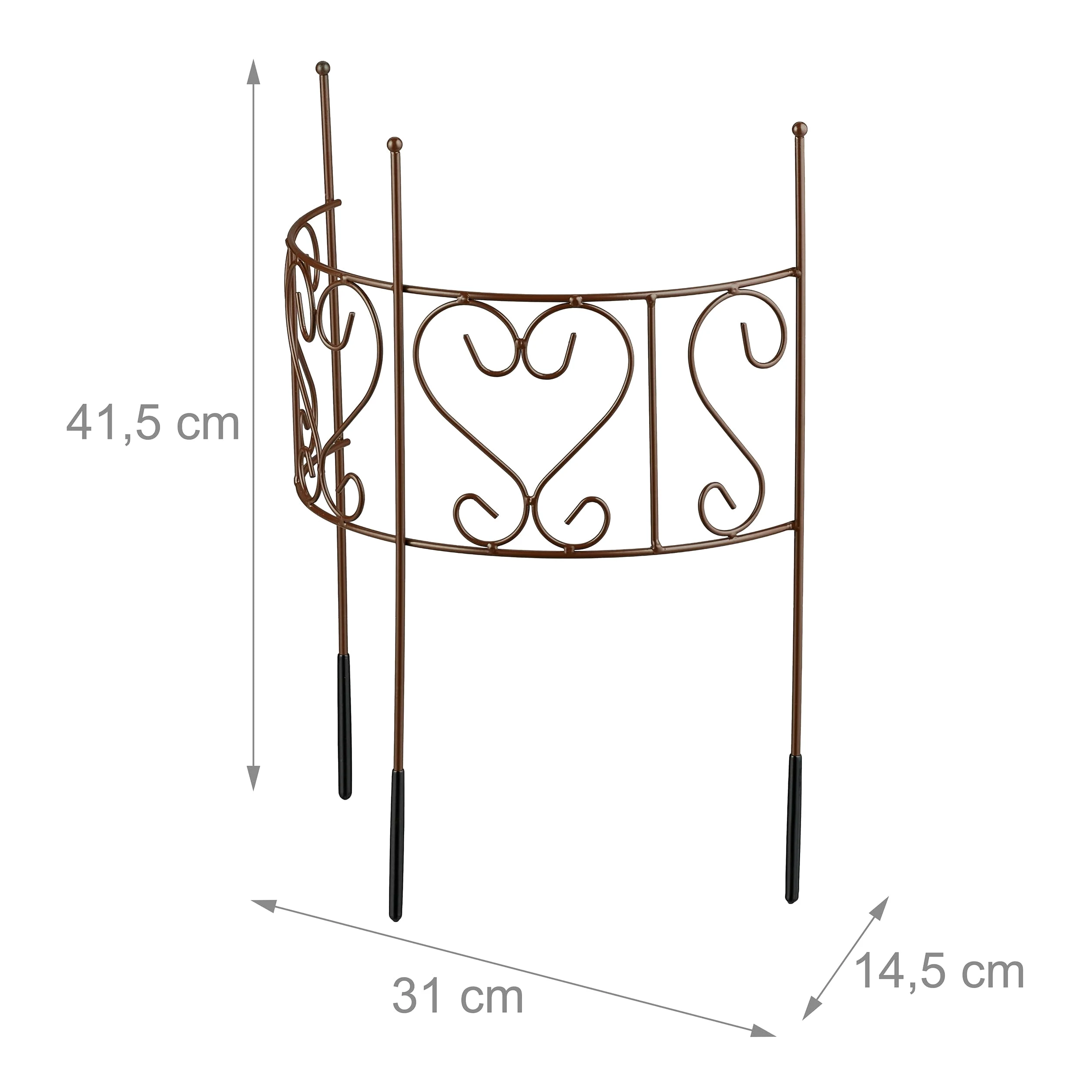 Relaxdays Tuteur Demi-Cercle, Lot de 2, Support Plantes Semi-Circulaire Fleurs et Plantes, hxl: 41,5x31 cm, Acier, Brun