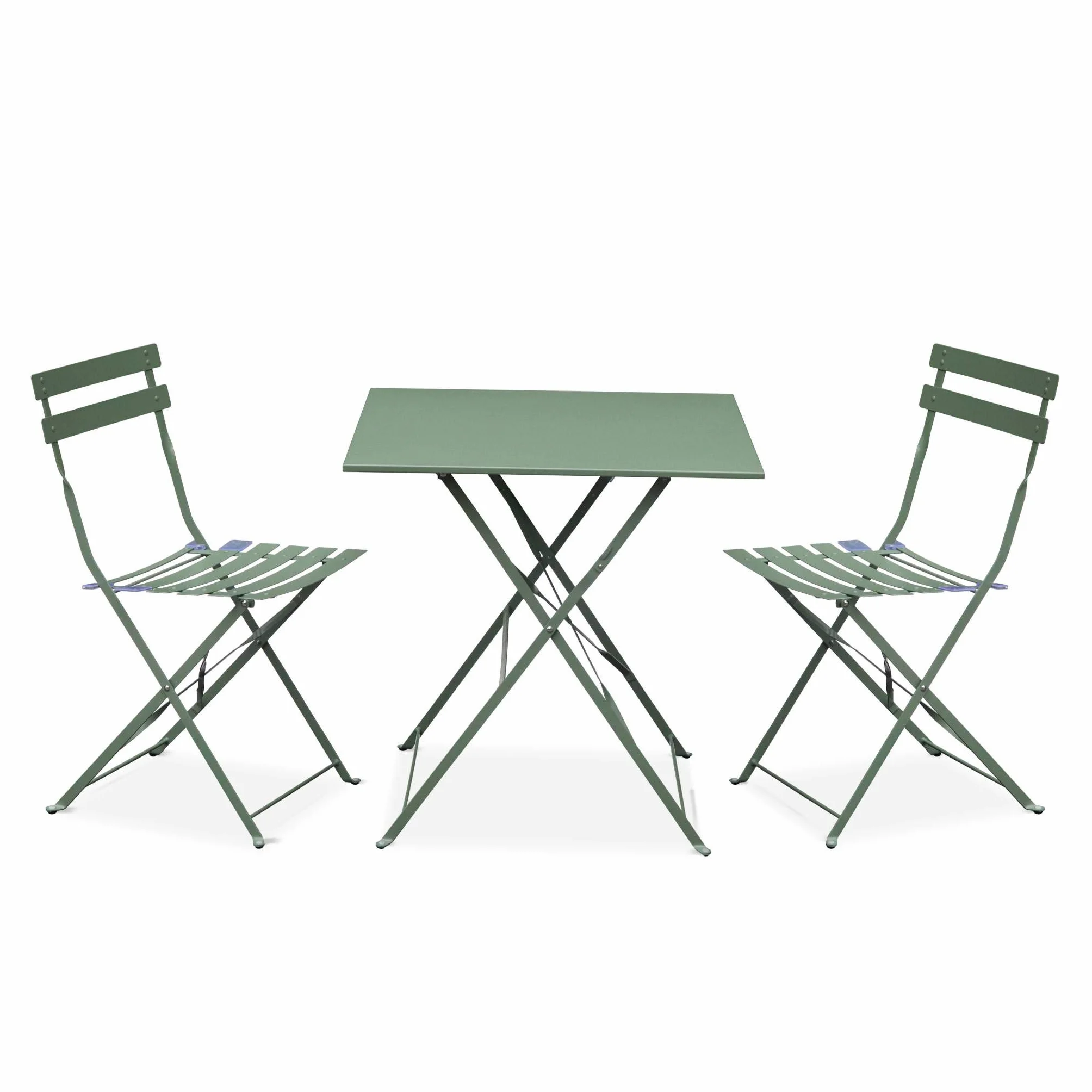 Sweeek Table de Jardin Bistrot Pliante Métal Acier Vert de Gris 70 x 70cm