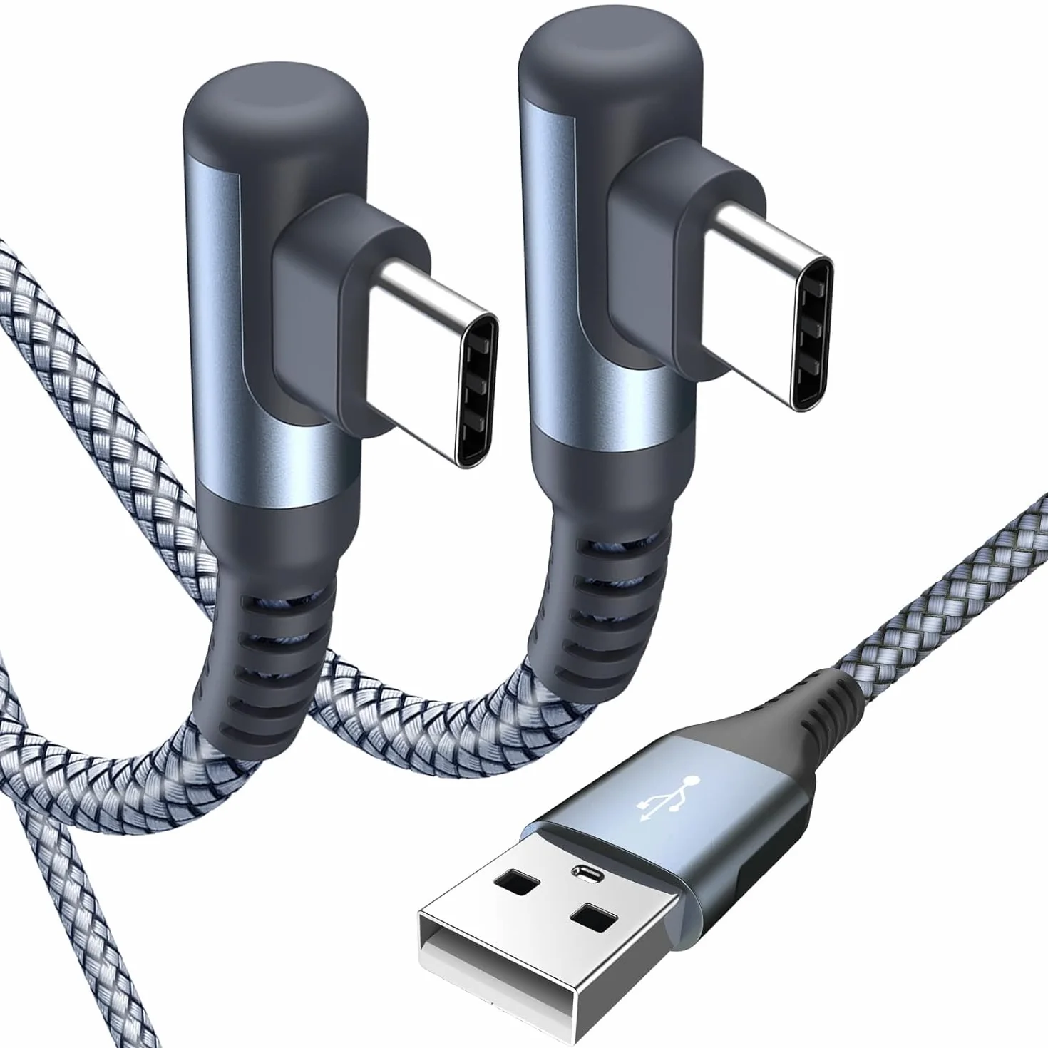 Câble USB C Coudé 90 Degrés Lot de 2, Charge Rapide 3A pour iPhone 15 Pro Max, iPad Pro, Samsung Galaxy S24 S23