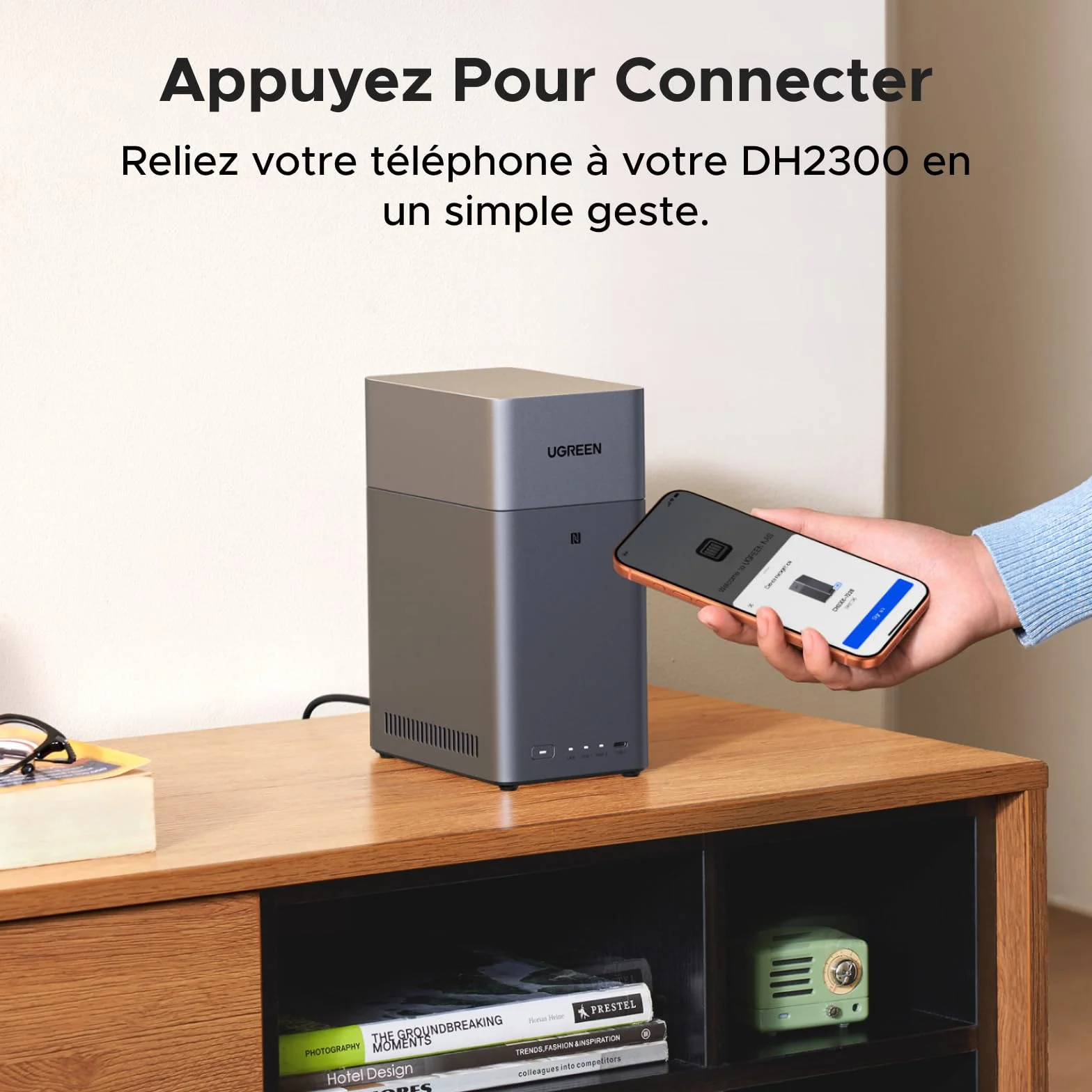 UGREEN NASync DH2300 NAS Bureau 2 Baies 4Go RAM NFC One-Touch LAN 1GbE Album Photo IA