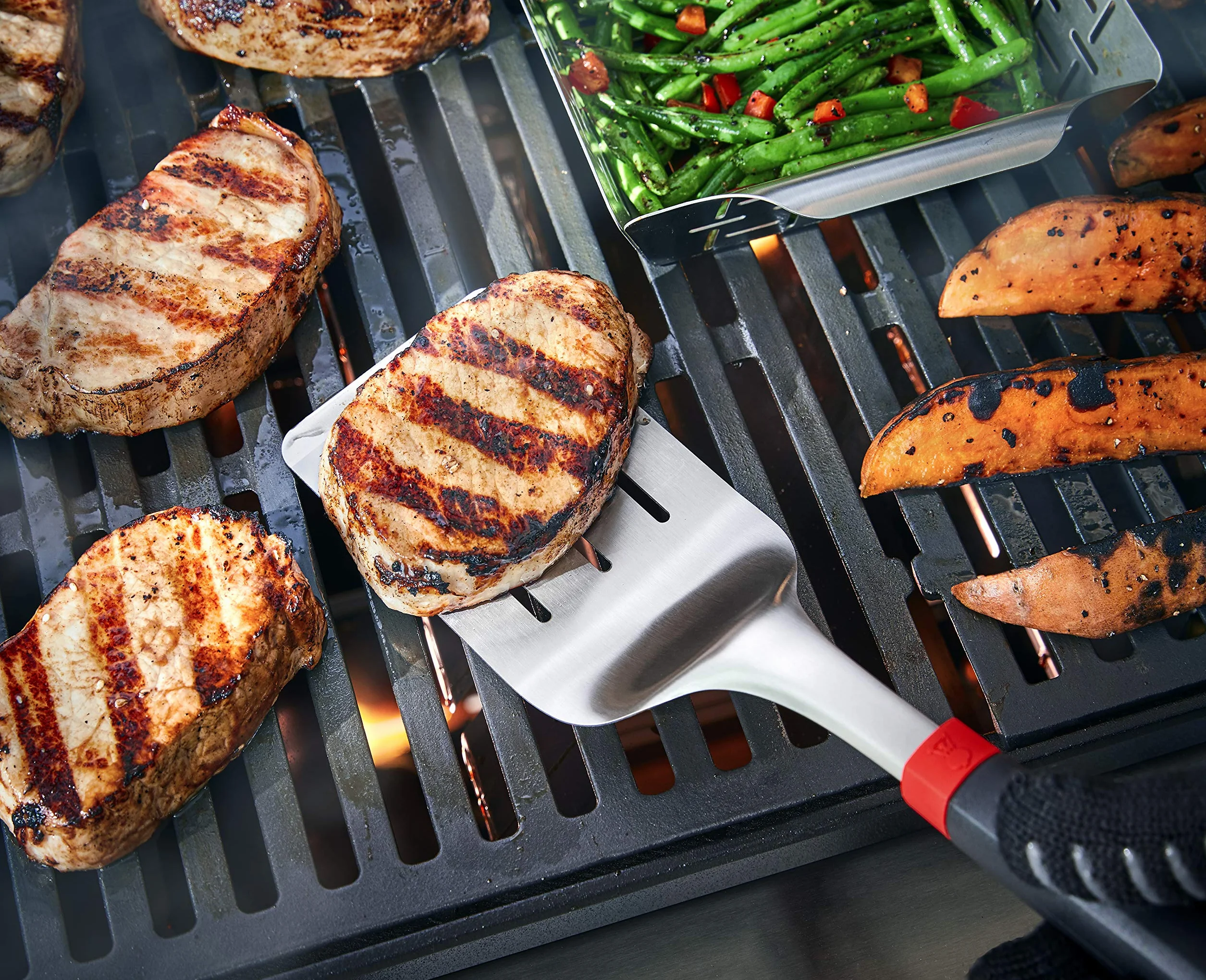Weber Set d'ustensiles de Barbecue 2 pièces Pince et Spatule Poignée Ergonomique Compatible Lave-Vaisselle