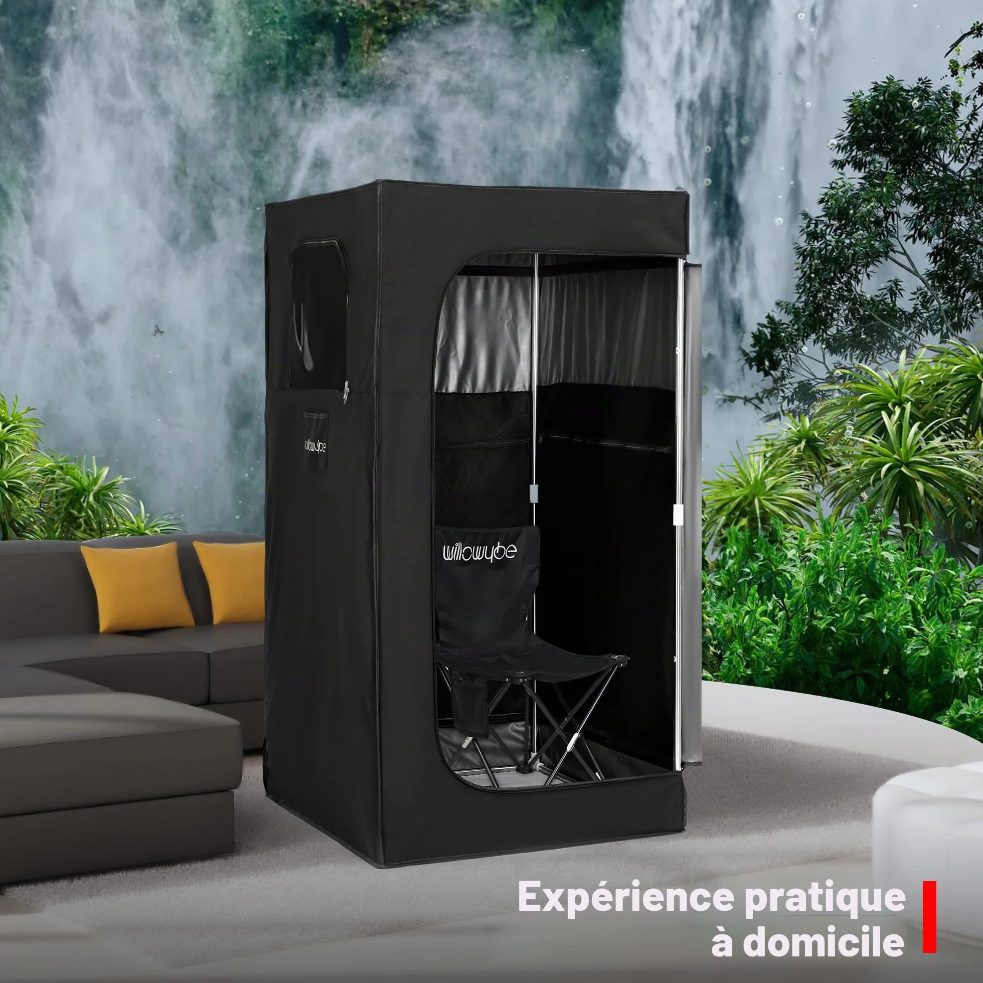 WILLOWYBE Sauna Infrarouge Portable avec 6 Plaques Chauffantes, Coussin Chauffant Pieds et Lumière LED