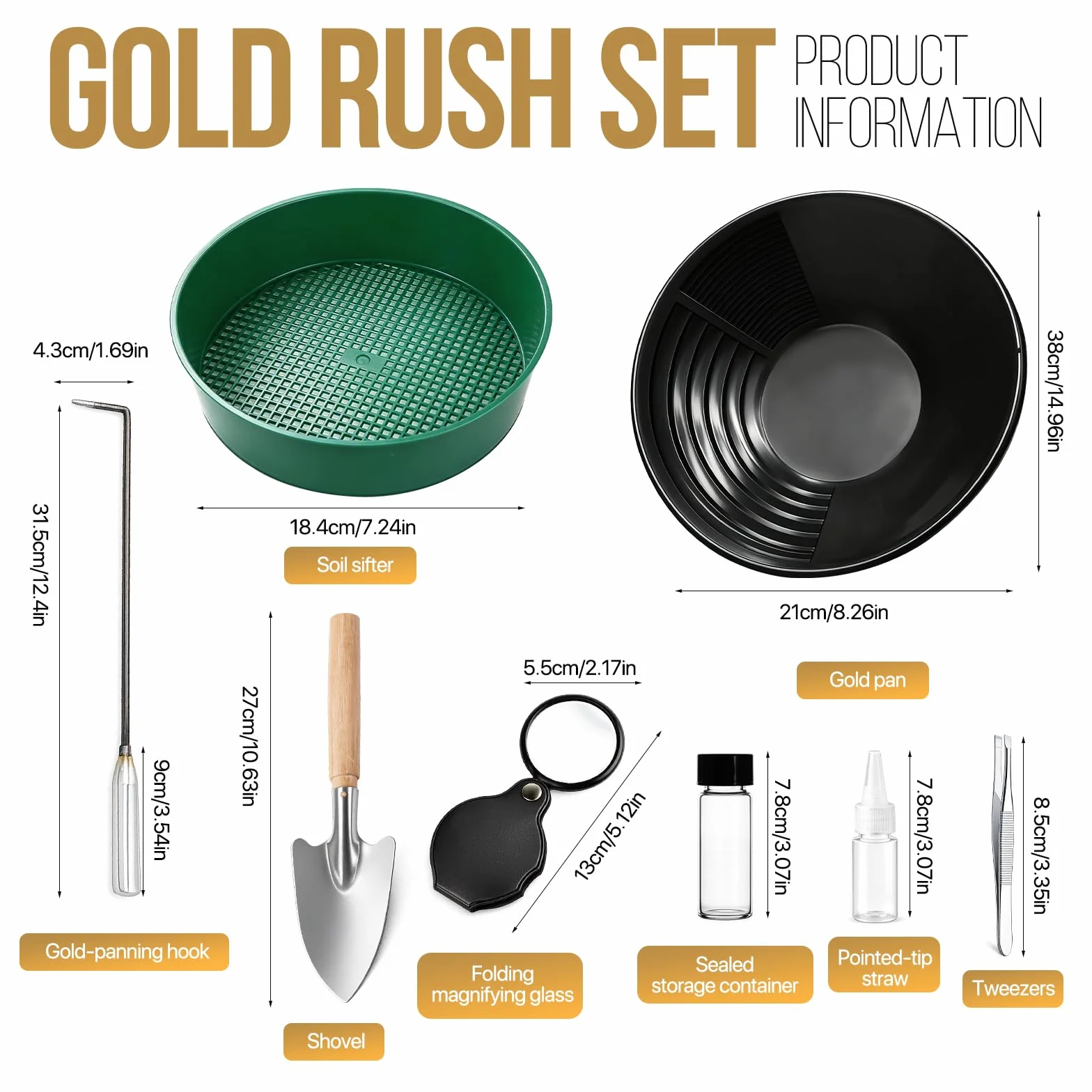 Kit Orpaillage Gold Pan Batee Rampe Lavage Manuel Or Panning Noir
