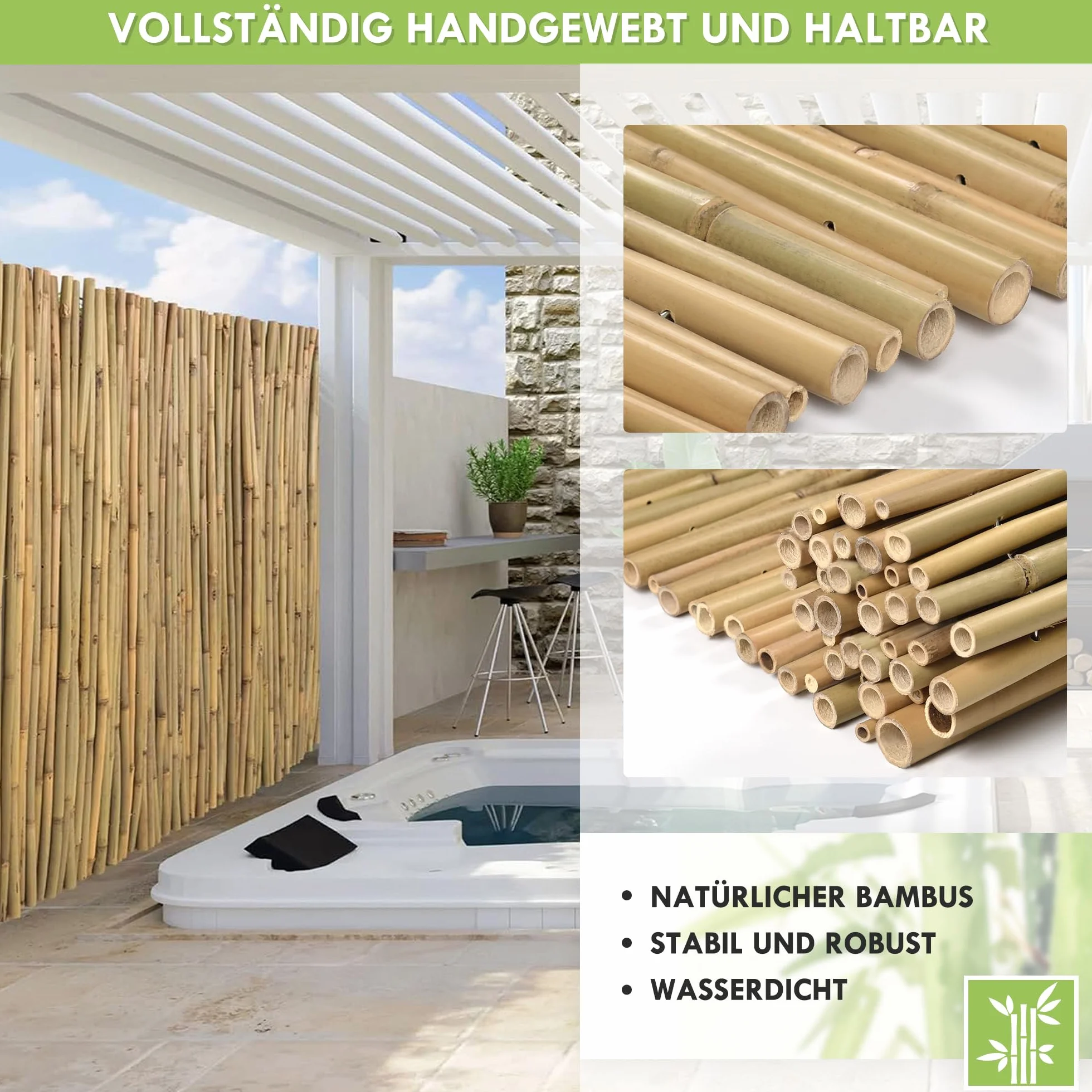 Jarolift Brise-Vue Bambou 140 x 300 cm Naturel