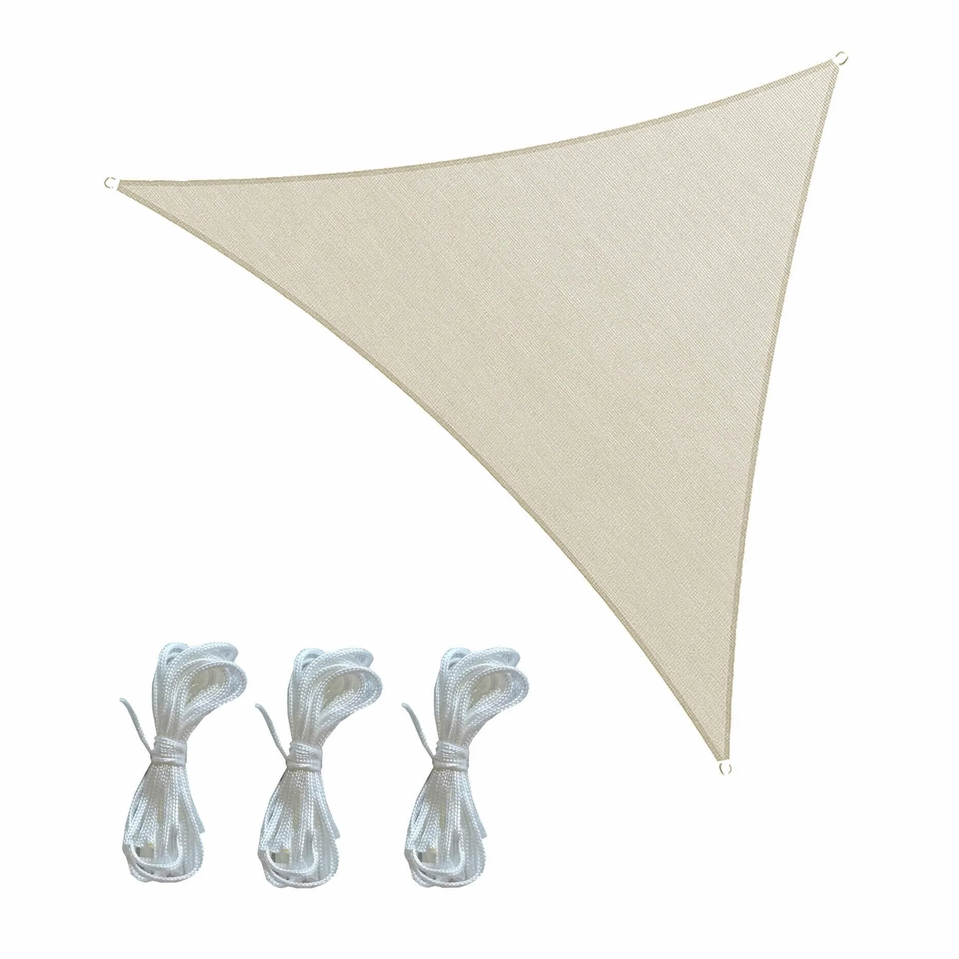Rebecca Mobili Voile d'Ombre Triangulaire, Toile d'Ombrage Imperméable, Blanc Crème, Polyester, avec Anneaux et Cordes, pour Jardin Terrasse - Dimensions : 5x5x5 m - Art. RE6974