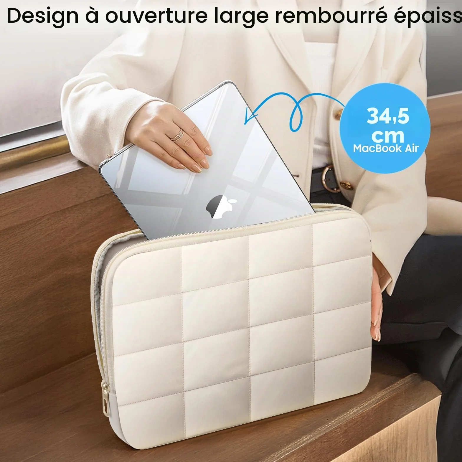 FINTIE Coque Housse MacBook Air 13.6 Pouces M5 M4 M3 M2 2026 2025 2024 2022 Beige