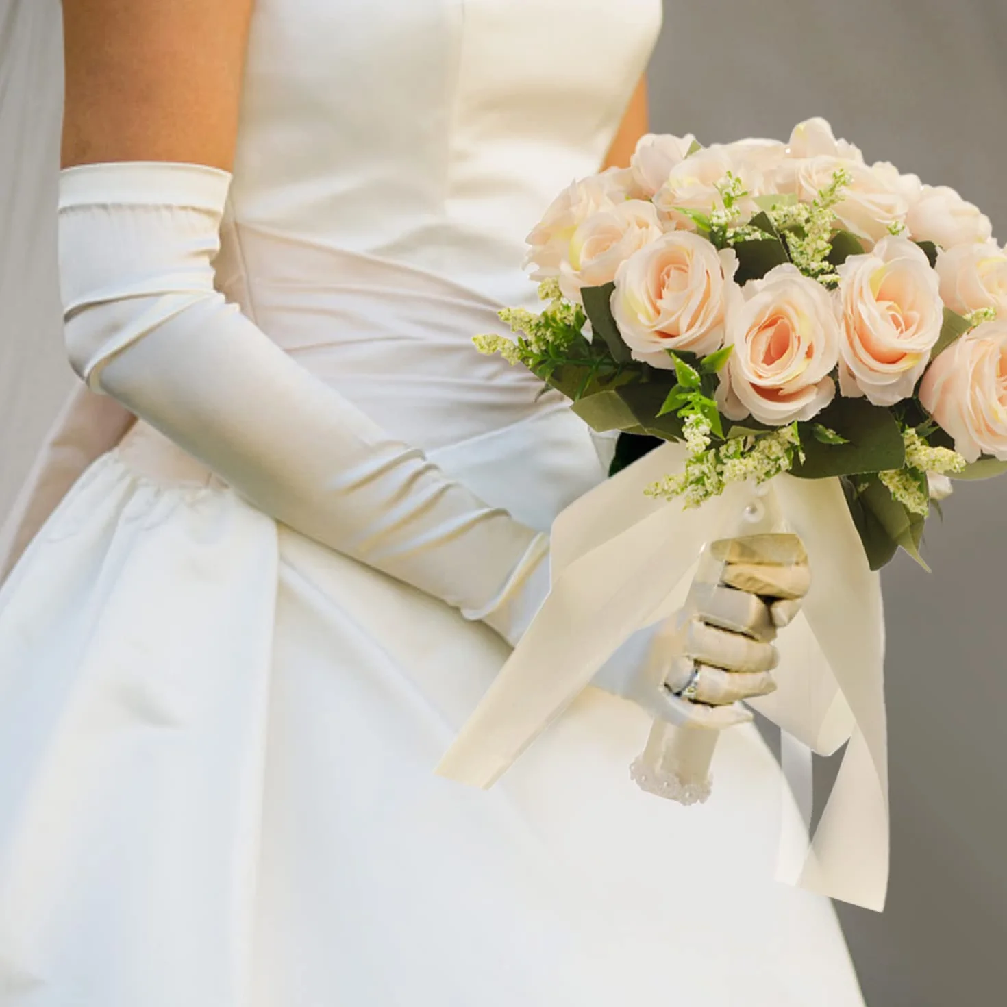 Bouquet de Mariée Fleurs de Rose Artificielles Romantique pour Mariage