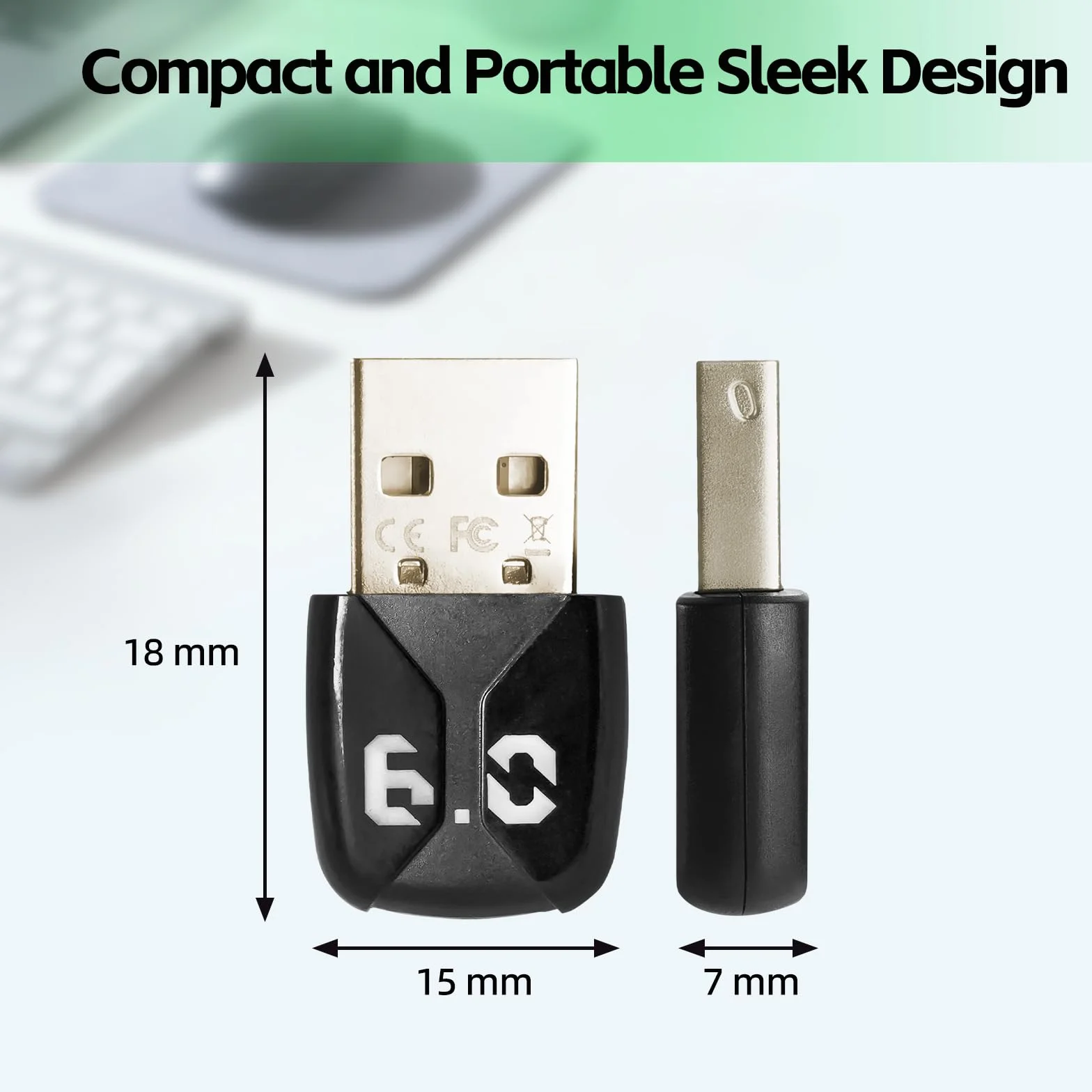 Adaptateur Bluetooth USB 6.0 pour PC, Dongle Bluetooth Windows 11/10/8.1