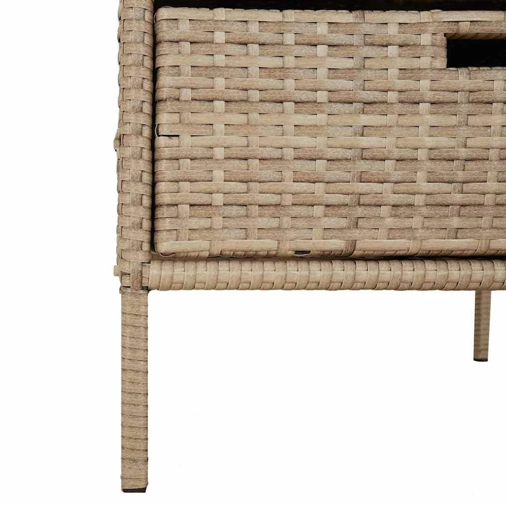 vidaXL Armoire de Rangement de Jardin, Résine Tressée Beige avec Tiroirs