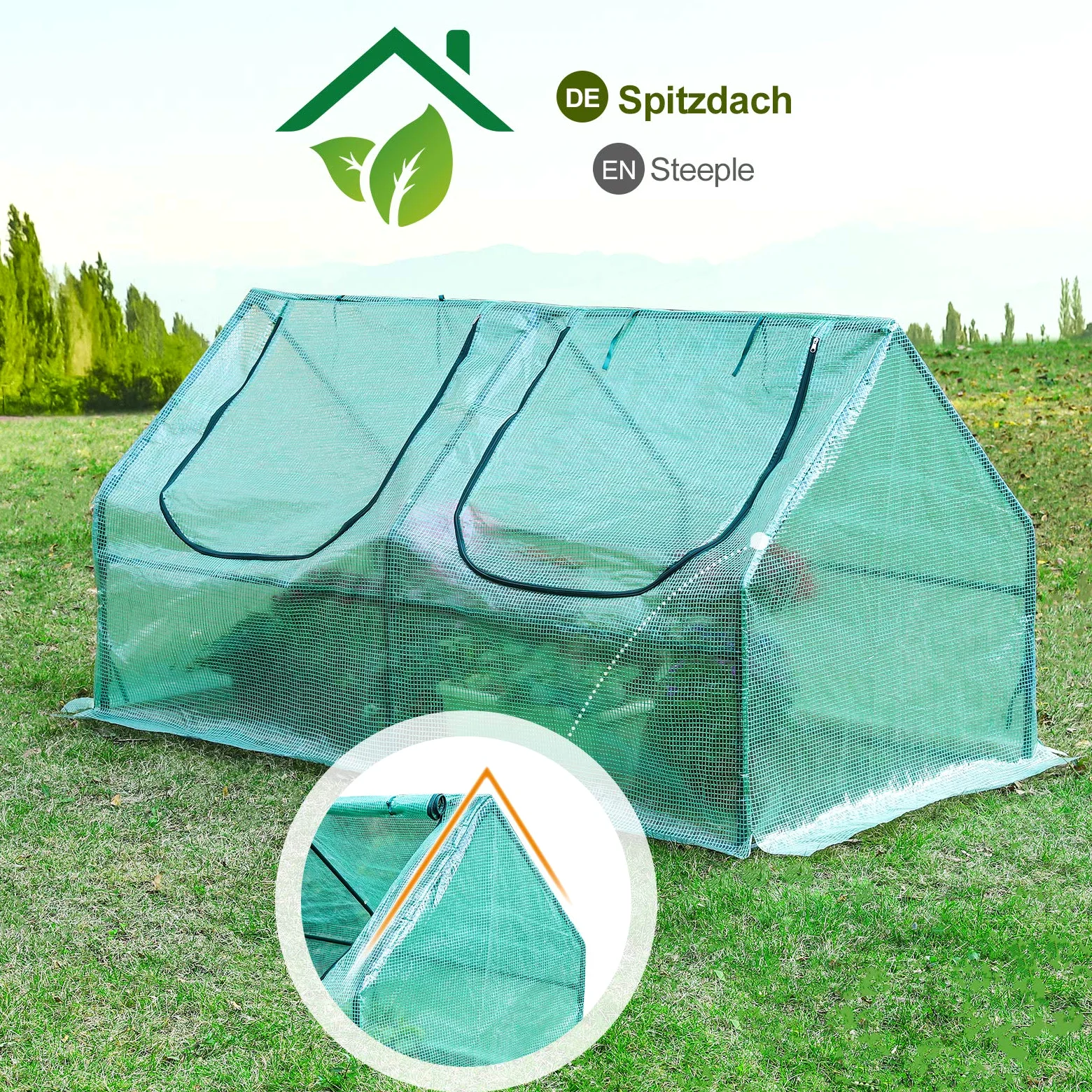 Yorbay Serre de Jardin Tunnel Mini Serre à Tomates Plastique PE Tente abri Petite Serre de Terrasse Balcon, Solide, Verte 180 x 90 x 90 cm