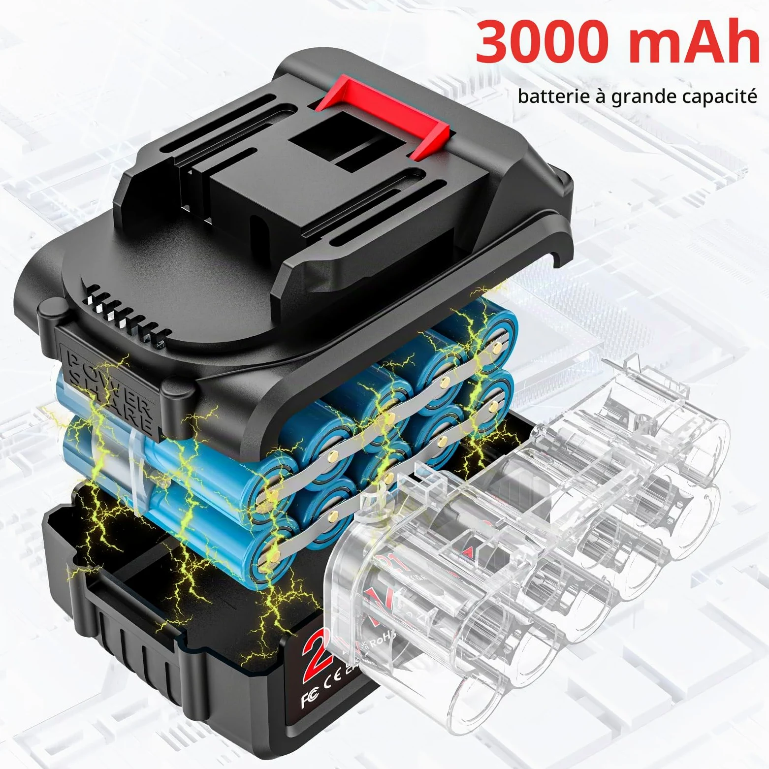 Brushless Mini Tronconneuse a Batterie 12 Pouces, 6000mAh Tronçonneuse Électrique Sans Fil Portable et 2 * 3000mAh Batteries,Lubrification Automatique pour la Coupe Du Bois, Les Branches D'arbres. (S)