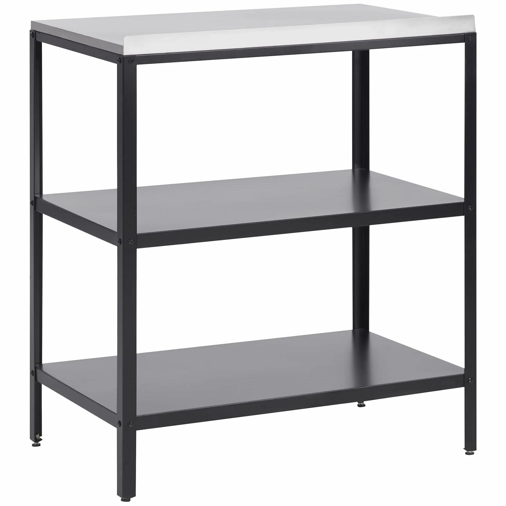 Beliani Commode de Jardin Îlot en Acier INOX Noir 80 x 50 x 92 cm Vilama