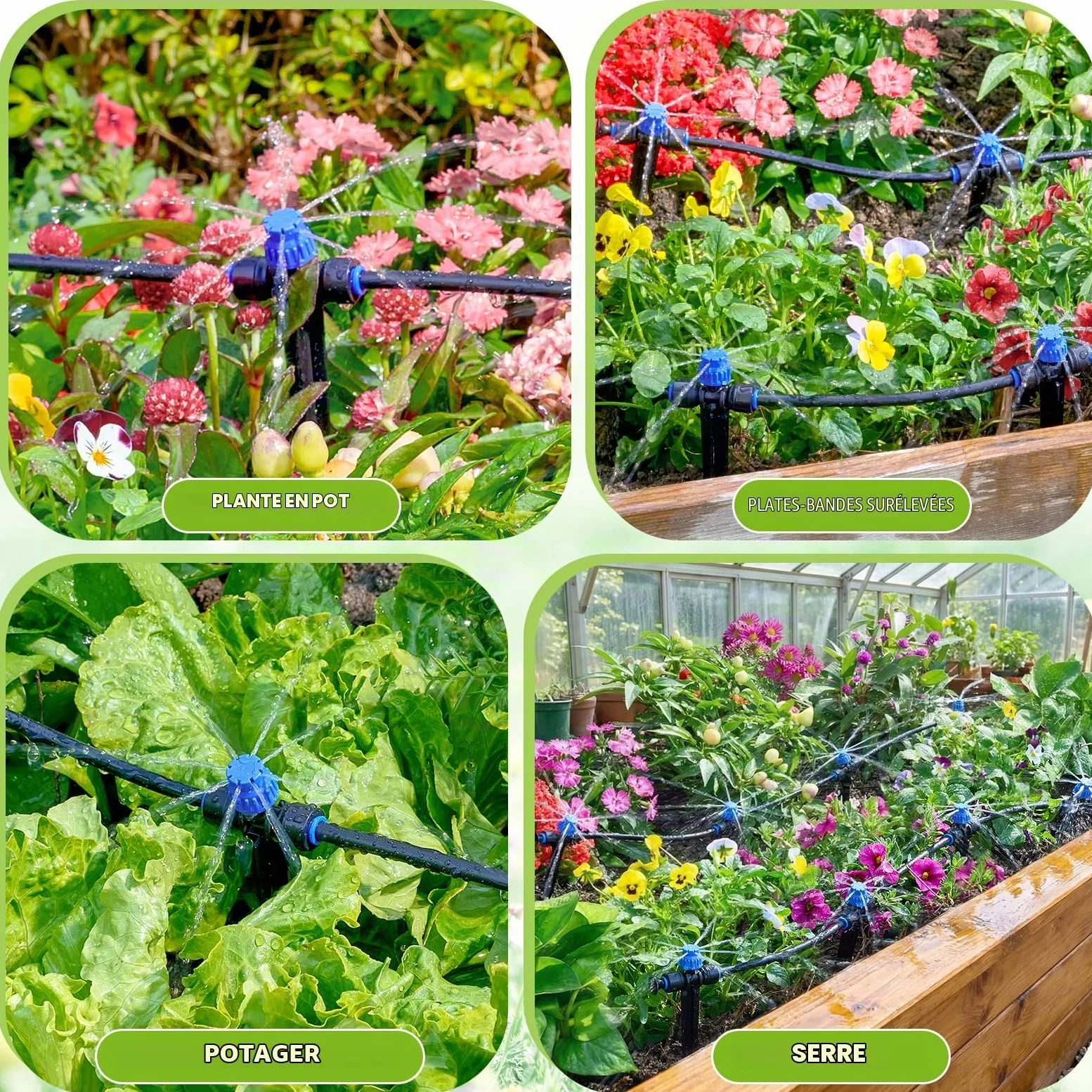 HIRALIY Kits d'irrigation goutte à goutte automatique de 15,2 m avec minuterie de jardin, système d'arrosage de jardin pour terrasse, pelouse, kit de système d'irrigation rapide avec minuterie d'eau