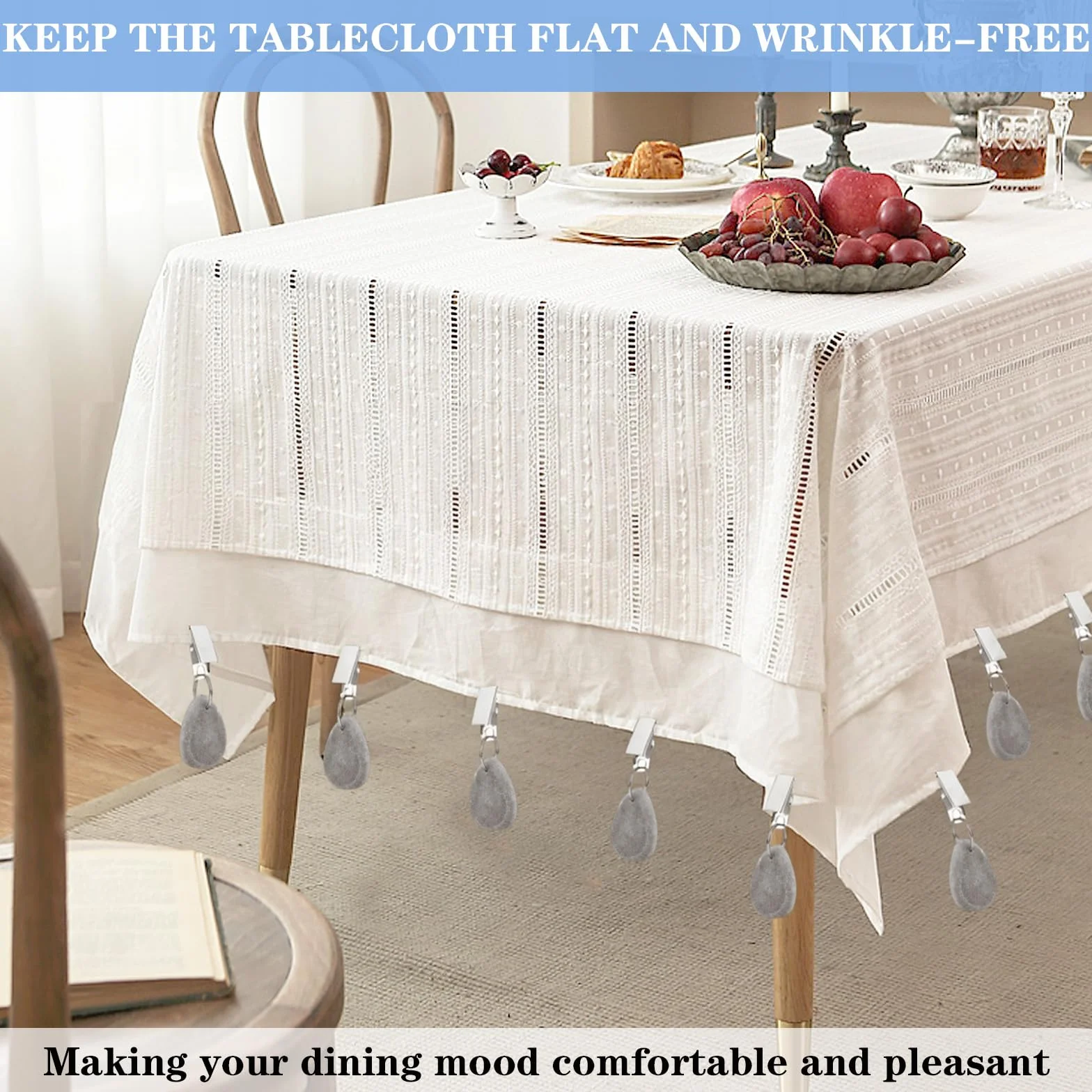 Poids de Nappe en Marbre Naturel, Pince Poid Table Exterieur, Lot de 10 Forme Larme Grise pour Mariage Camping
