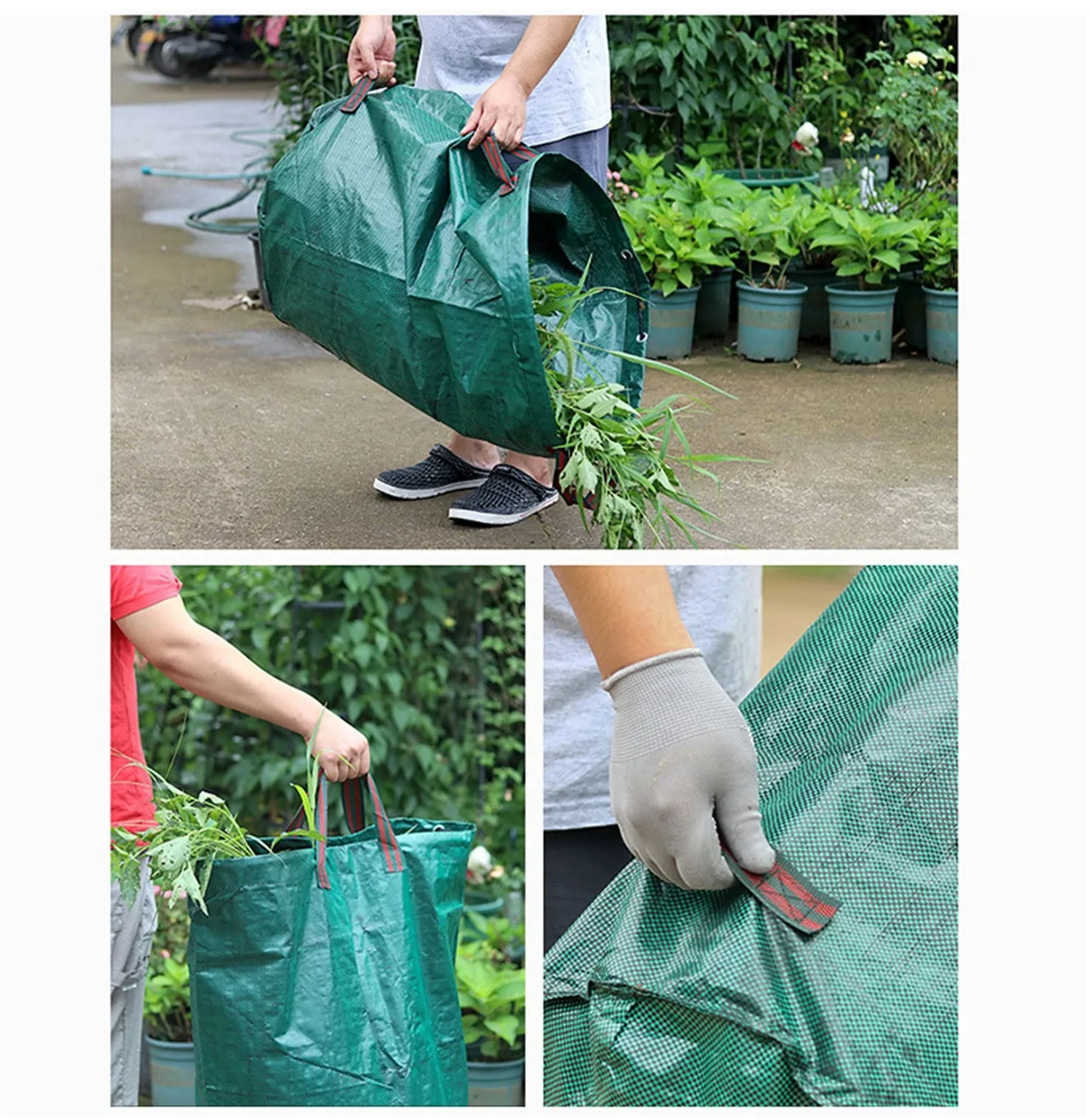 Sacs à Déchets de Jardin 1 pièces Sac de Jardin Réutilisable étanche Heavy Duty Grande Sacs avec Poignées Sacs à Feuilles Autoportante et Pliable 120L/272L/300L/400L/500L