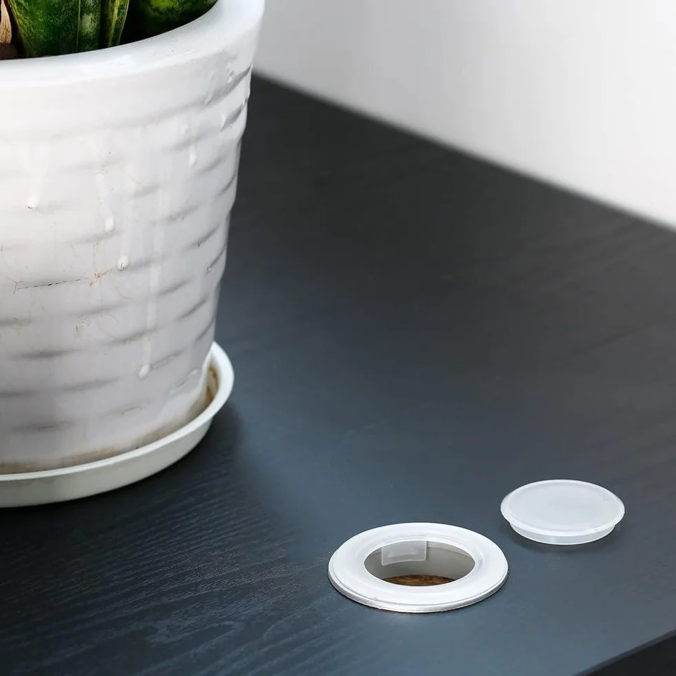 Amazleer Lot de 2 inserts de table de parasol 5,1 cm avec capuchon anneau standard blanc 42 mm-65 mm