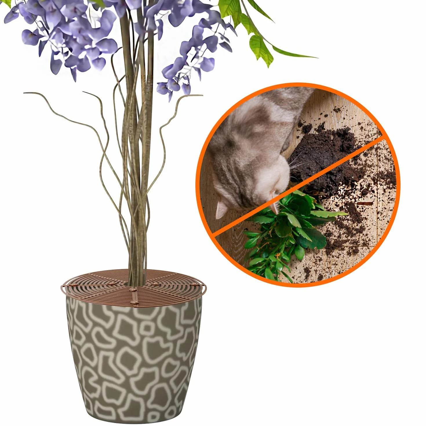 QWORK Lot de 4 Protections de Sol pour Pot Plante Ø 30 cm - Protection Chats Enfants