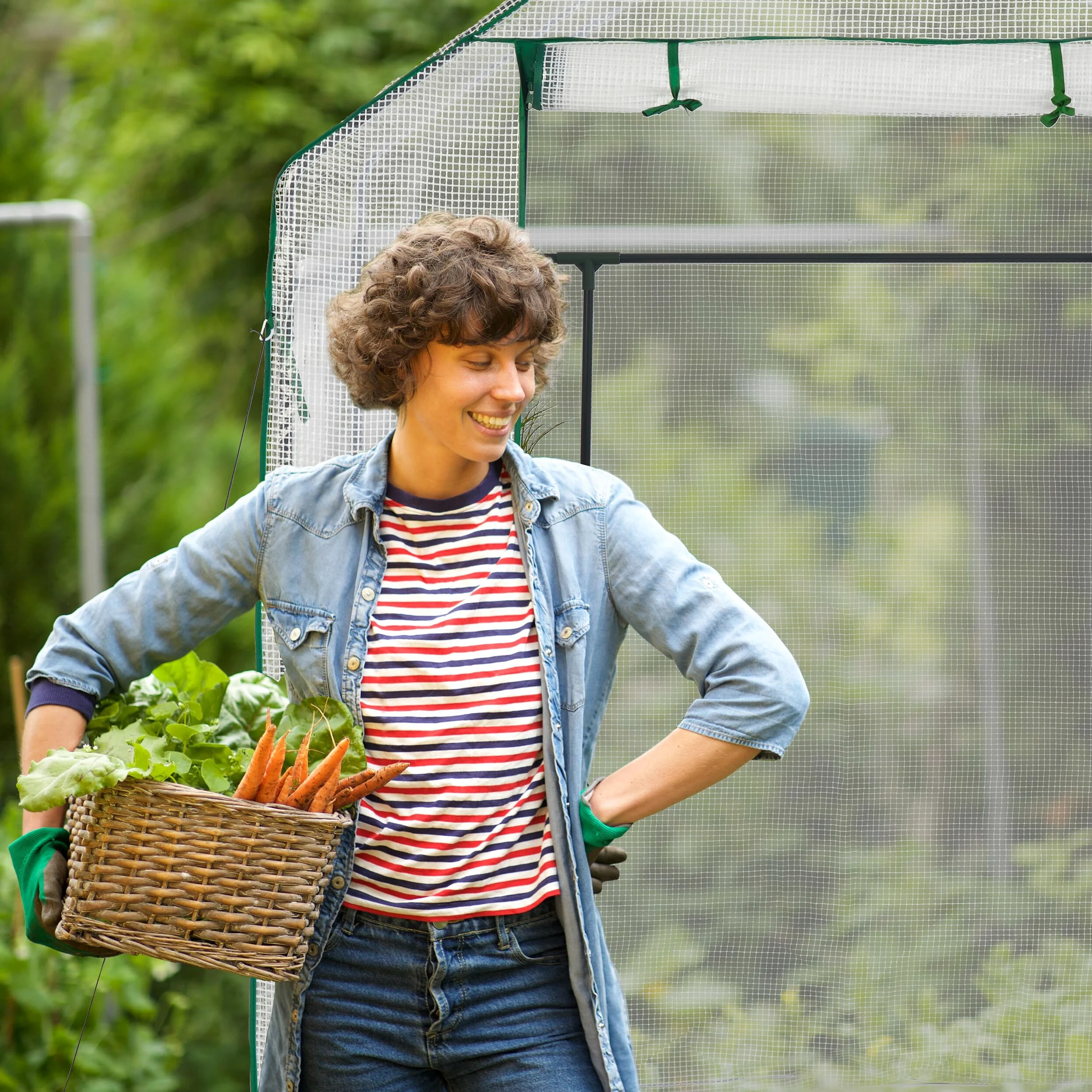 Relaxdays Serre de jardin 4 fenêtres serre tomates 2m² 2 étagères Tunnel Tente plantes HxlxP: 190x140x140cm, transparent