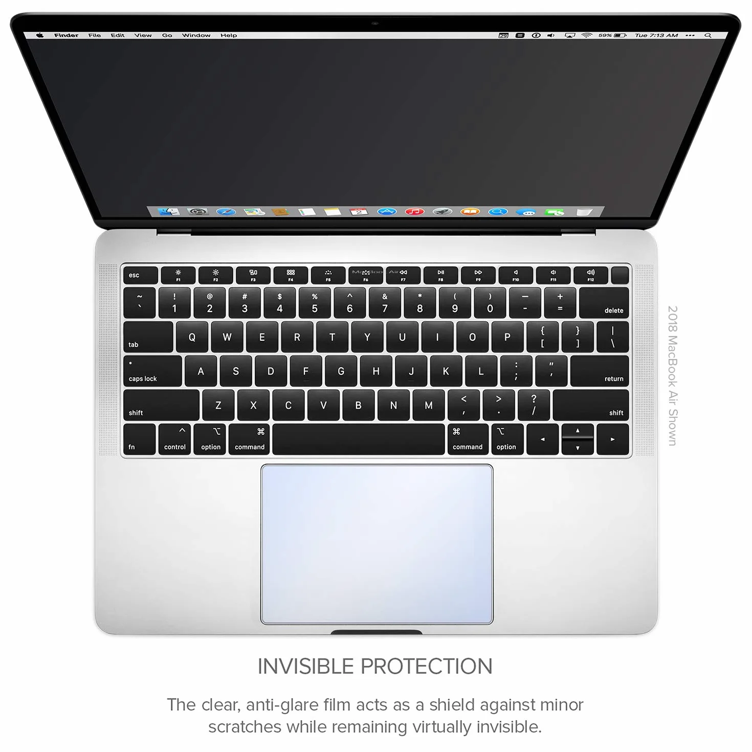 GhostCover Touch Protecteurs de Trackpad Premium Compatible MacBook Air 13" 2025 2024 2022 M4/M3/M2 Lot de 2 Transparent Mat
