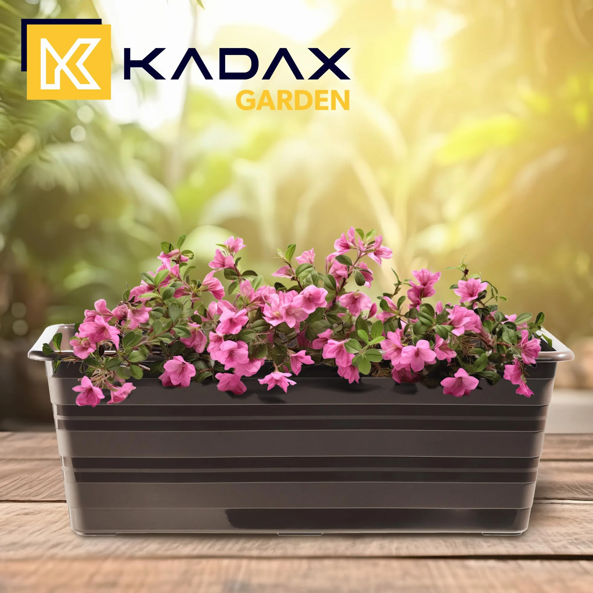 KADAX Jardinière marron 4x40 cm, pot de balcon en plastique résistant aux intempéries