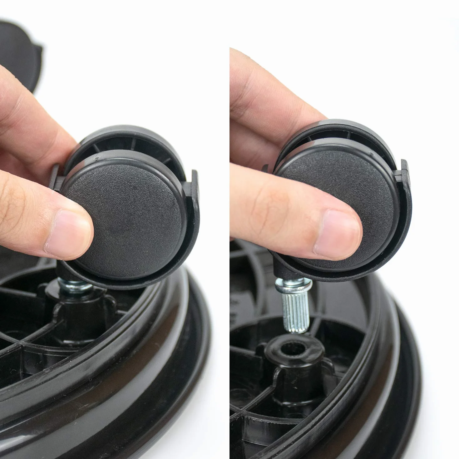 Lot de 3 Supports Ronds pour Pots de Fleurs Chariot avec Roulettes Universelles 30cm Noir