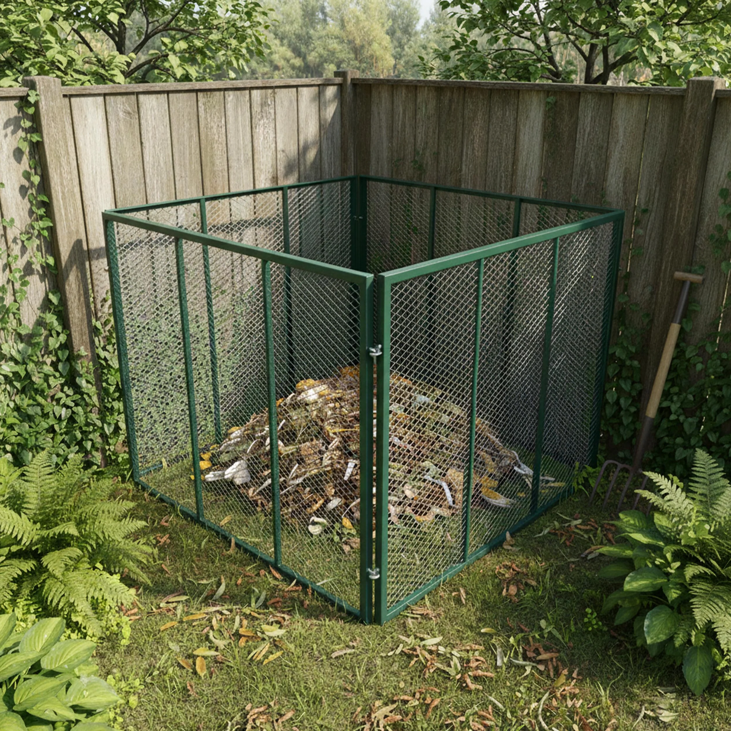 Relaxdays composteur en métal Vert, 800 L, Treillis Acier, 80 x 100 x 100 cm, composteur de Jardin Bio