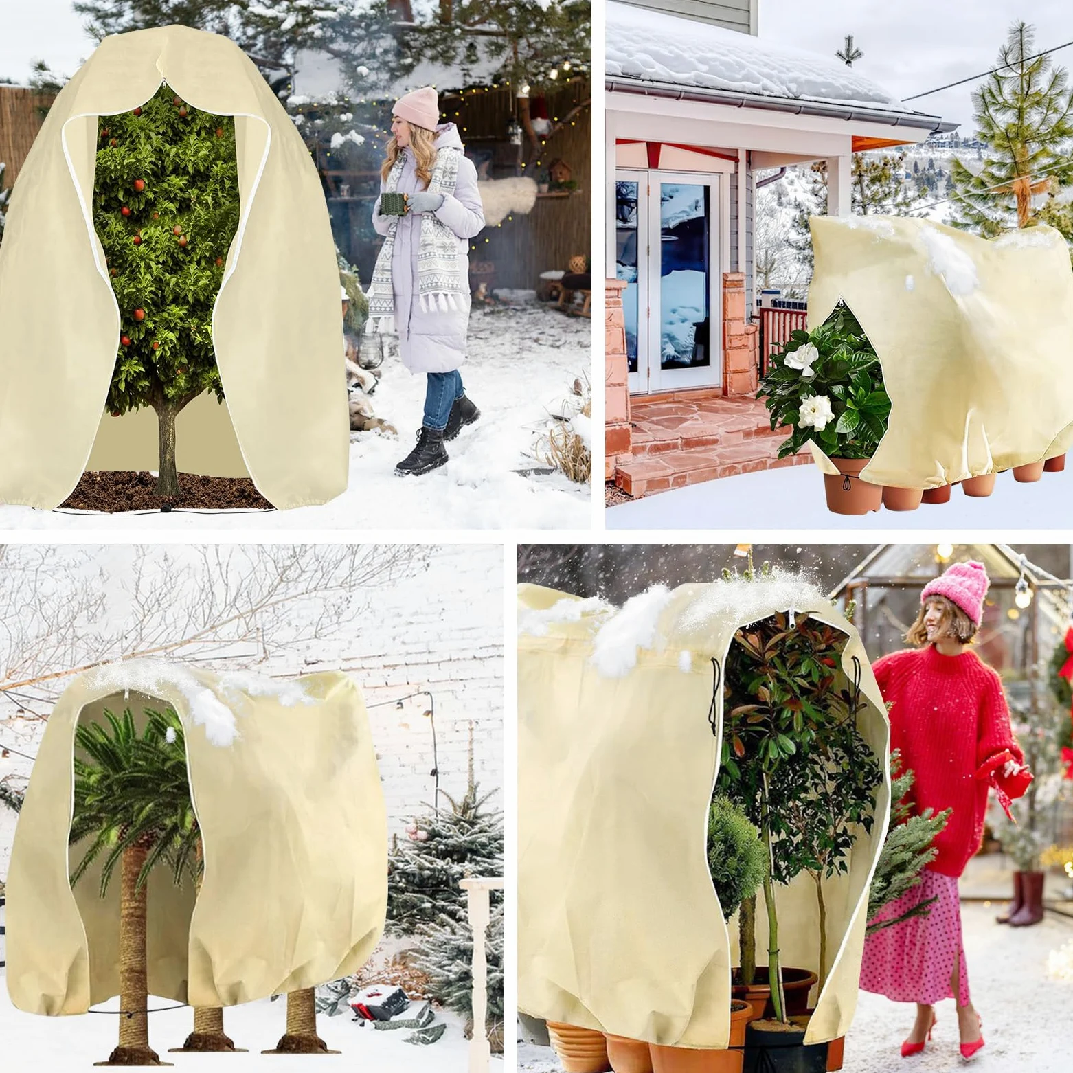 Voile Hivernage Plante Exterieur, 250 x 360CM Housse Hivernage Plante | avec Cordon de Serrage et Zipper, Housse de Protection pour Plantes Voile d’Hivernage Housse d'hivernage Plante Réutilisable