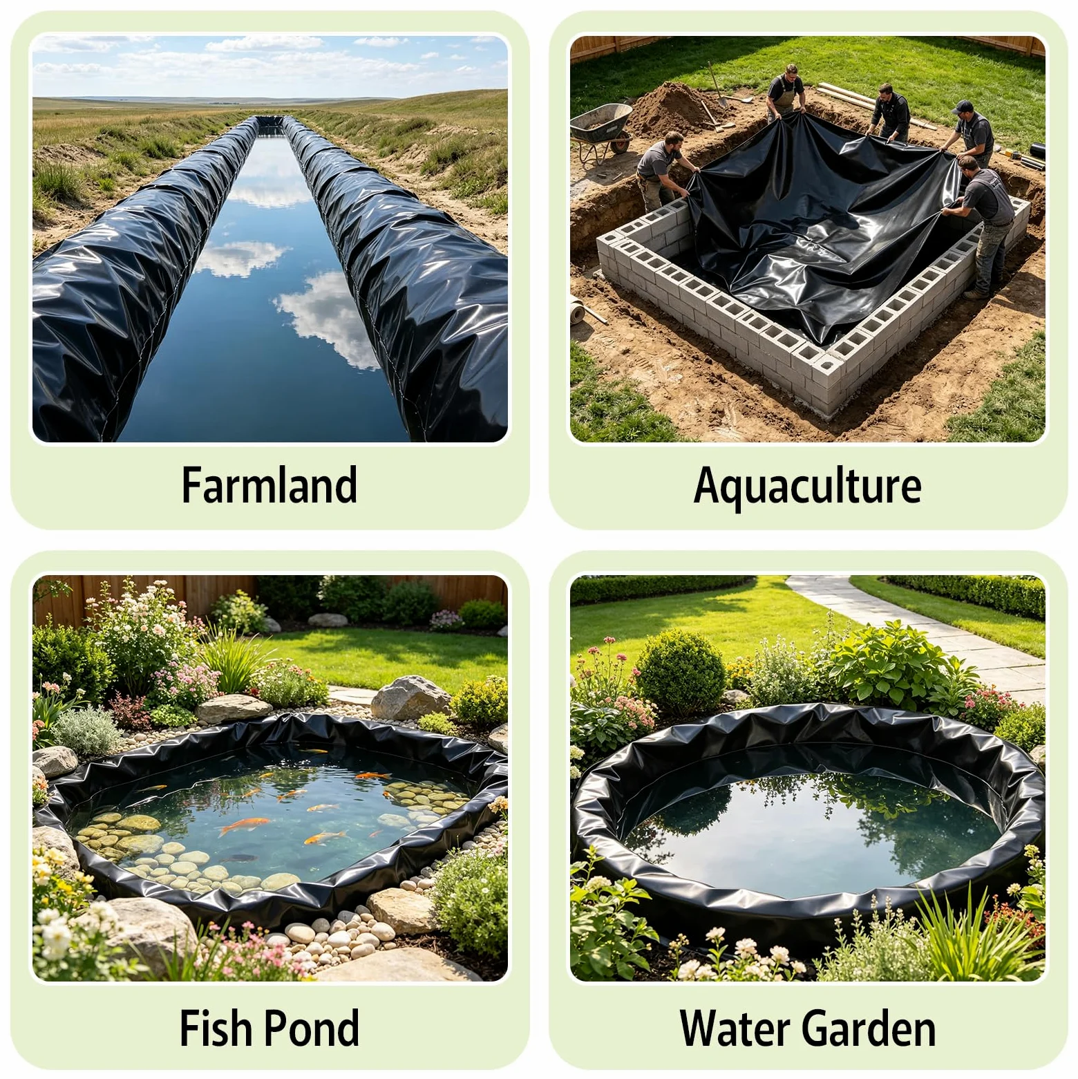 Bâche pour Bassin, Bâche Noire en PEHD de 0,2 mm, 6 M x 6 M | Etanche, pour Bassins à Poissons, Fontaines, Jardins Aquatiques et Cascades, Bassins de Jardin, Vasques
