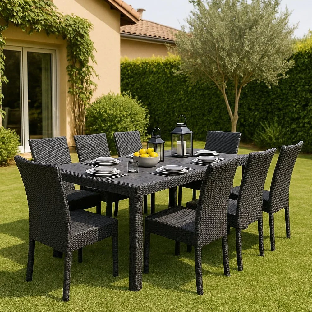Dmora Table d'extérieur rectangulaire extensible 150-220 cm anthracite Made in Italy