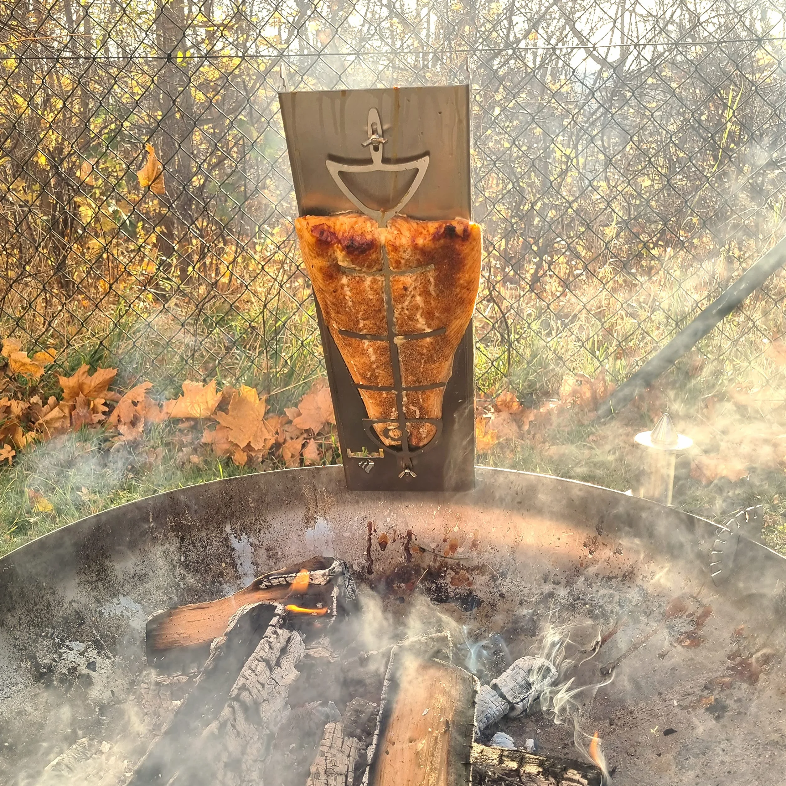 Fire World Planche à saumon flammé acier inoxydable 180° réversible accessoire barbecue brasero