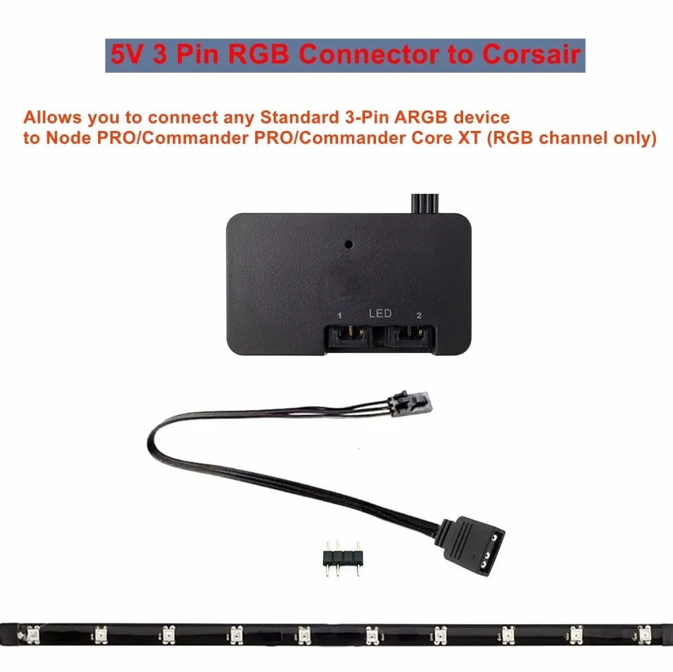 Câble adaptateur RVB pour Corsair Lighting Node Pro iCUE Commander Pro 5 V 3 broches