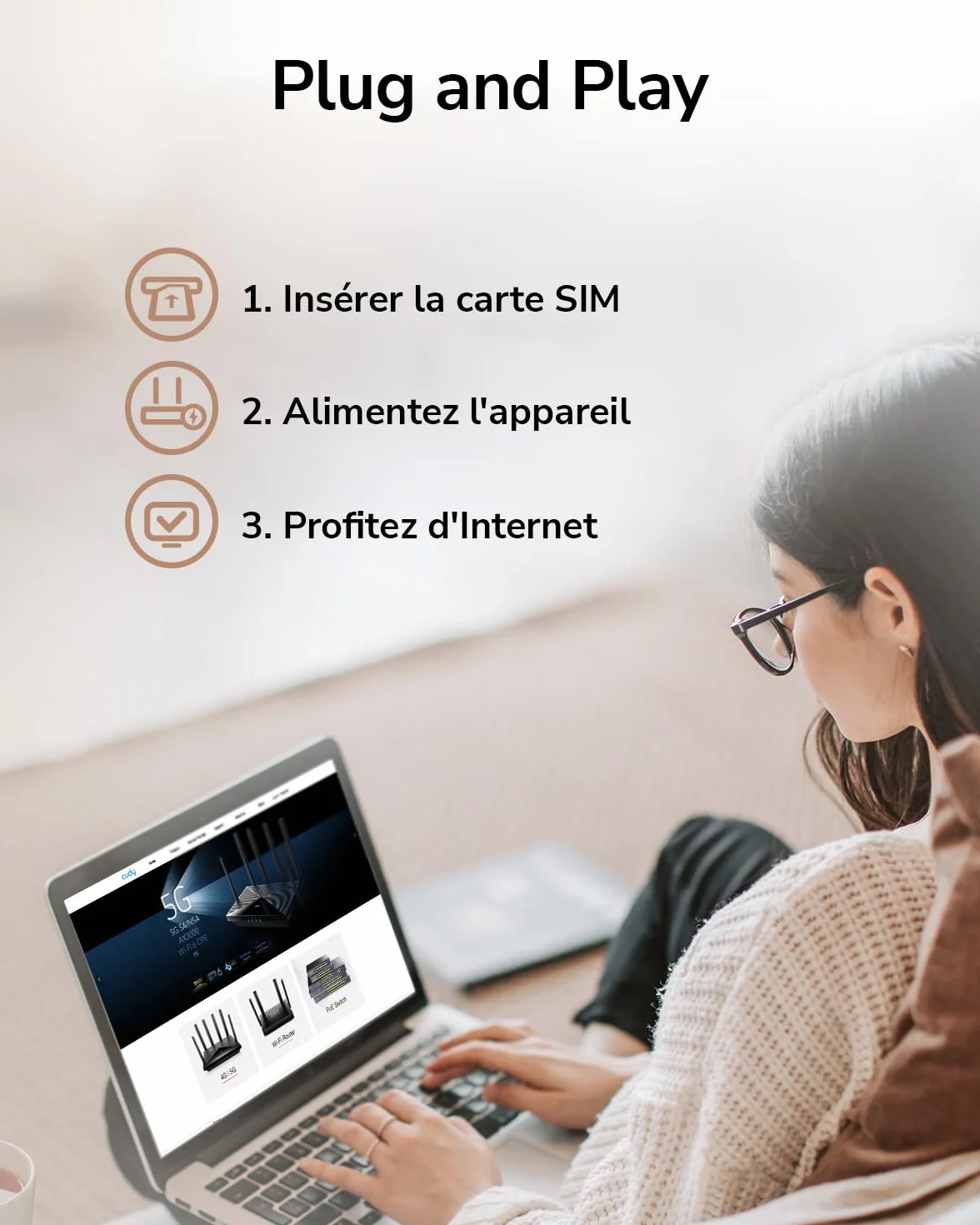 Cudy LT500D AC1200 Modem Routeur 4G LTE Débloqué Wi-Fi Maillé 1200 Mbps Antennes SMA VPN Cloudflare