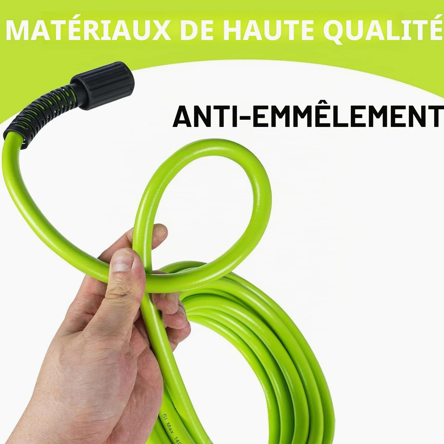 Tuyau pour Nettoyeur Haute Pression,15 m x 0.6 cm,avec 5 pièces Raccord Rapide,Tuyau Haute Pression avec Raccords M22 de 14 mm – 3600 PSI
