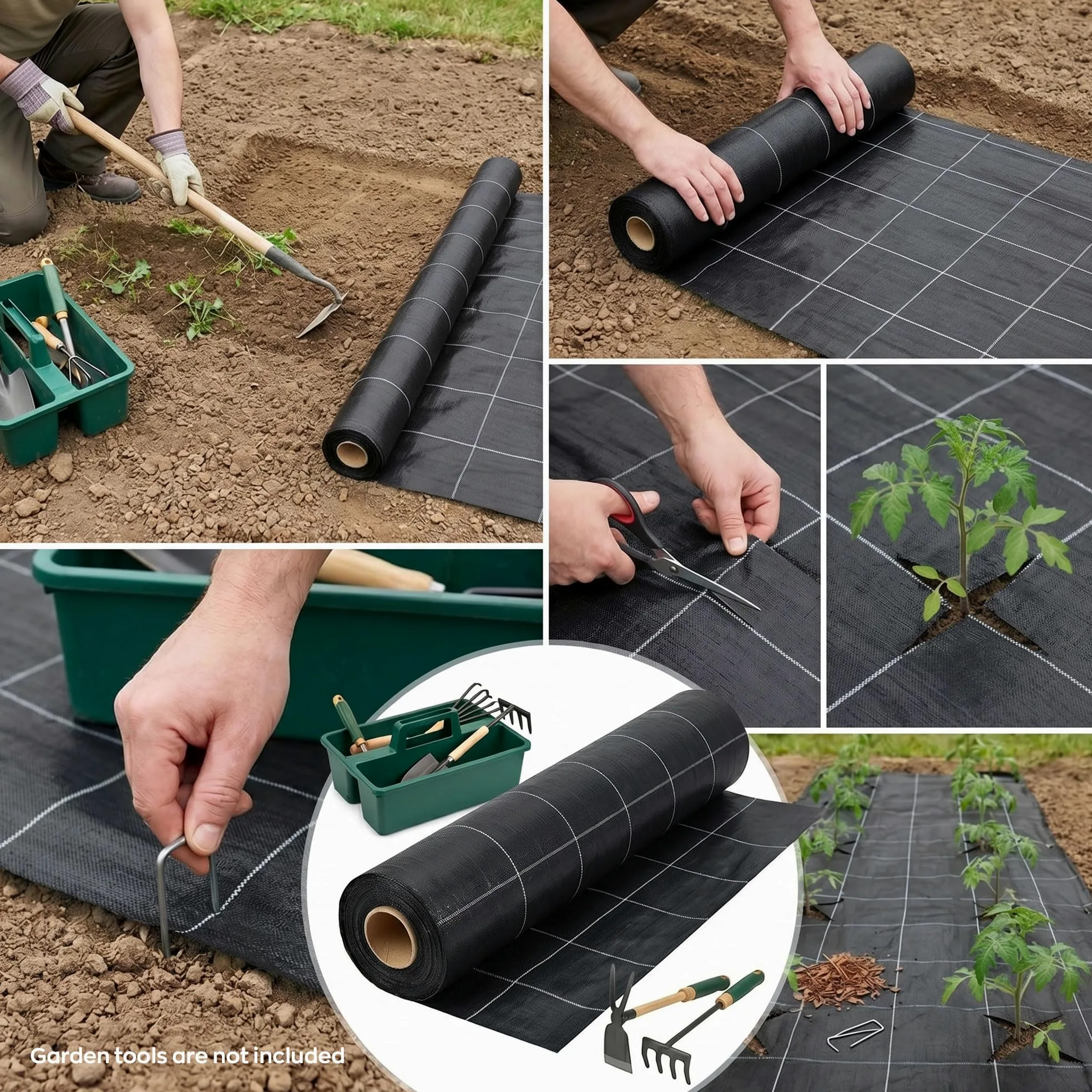 BOUDECH® Nyumput - Toile de paillage 100x1,05 m, 100 g/m², Tissu perméable Anti-Mauvaises Herbes et Anti-algues, avec revêtement Anti-UV, pour Potager et Jardin, Noir
