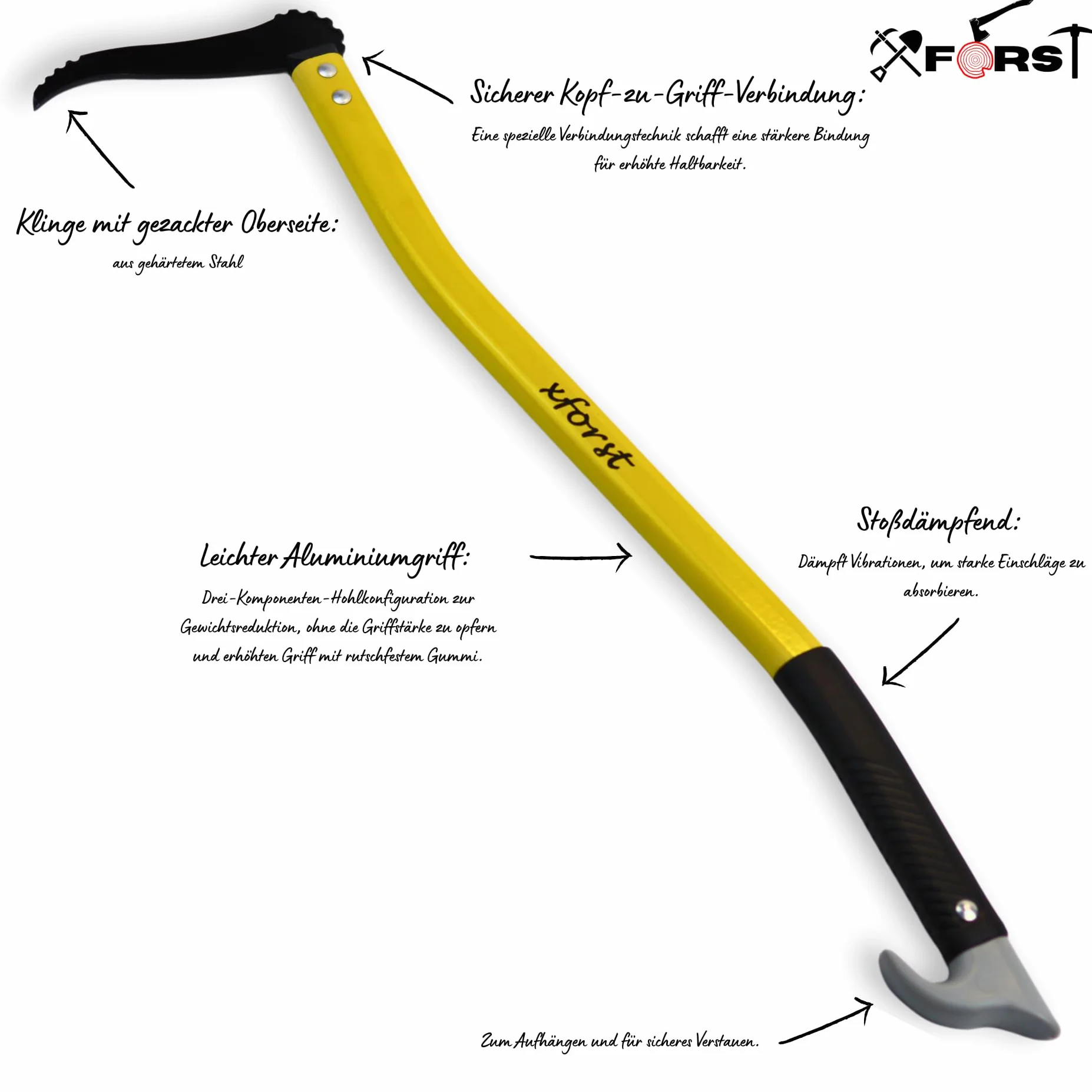 Sapie à Main 75 cm Bûcheron Ergonomique X-PAL75 – Sappie Forestier Long Manche Aluminium Léger 570 g, Crochet Acier Carbone Forgé