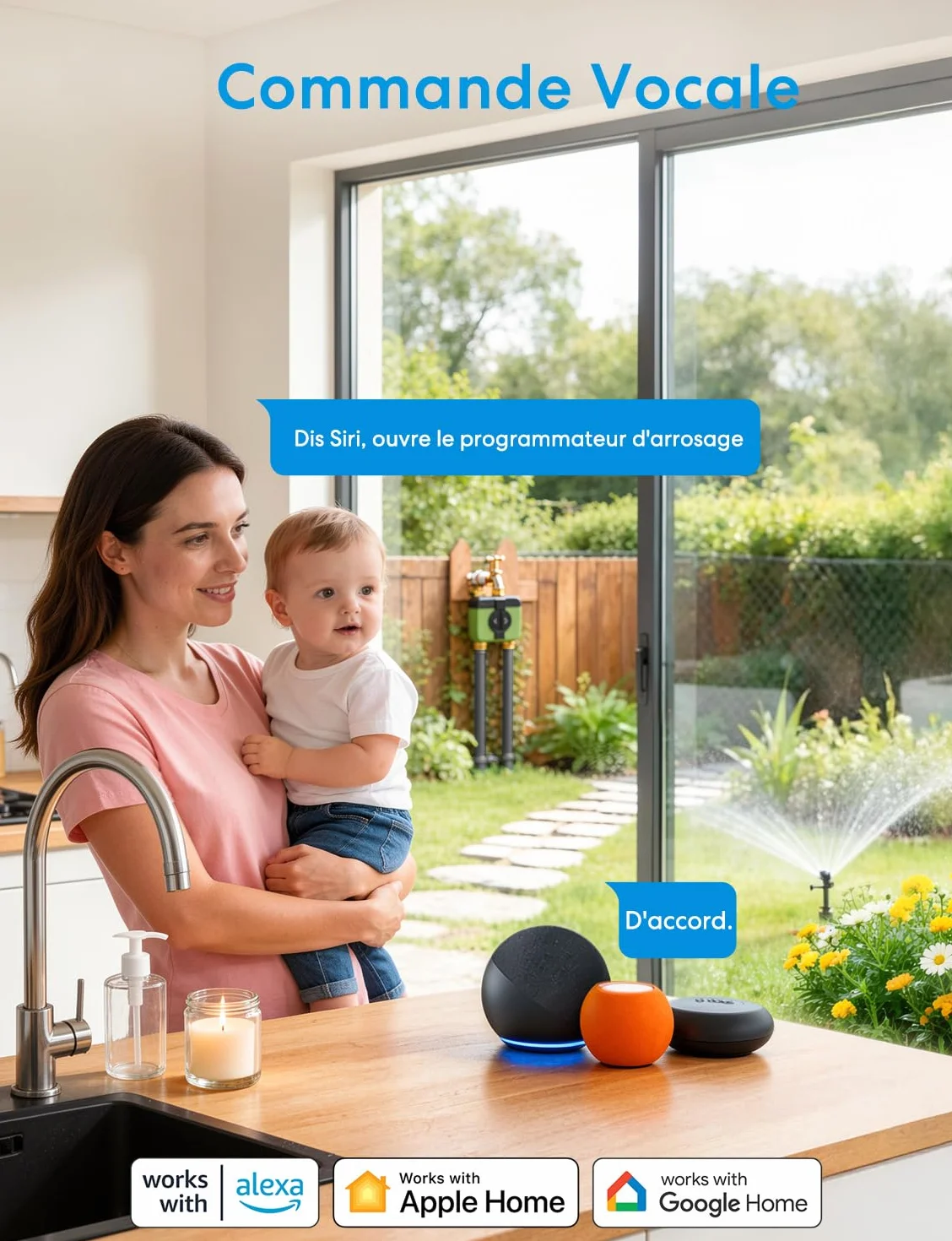 Meross Programmateur Arrosage WiFi 2 Voies MST200, Arrosage Automatique & Contrôle à Distance - APP, Retard Pluie & Suivi Conso d'Eau, Compatible avec Apple HomeKit, Alexa et Google Home, Vert, 2.4GHz
