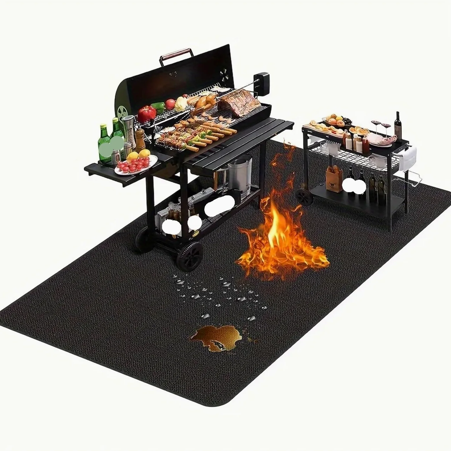 Grand Tapis sous Le Gril 72 x 39 Pouces for extérieur Double Face Ignifuge imperméable résistant à l'huile Facile Nettoyer