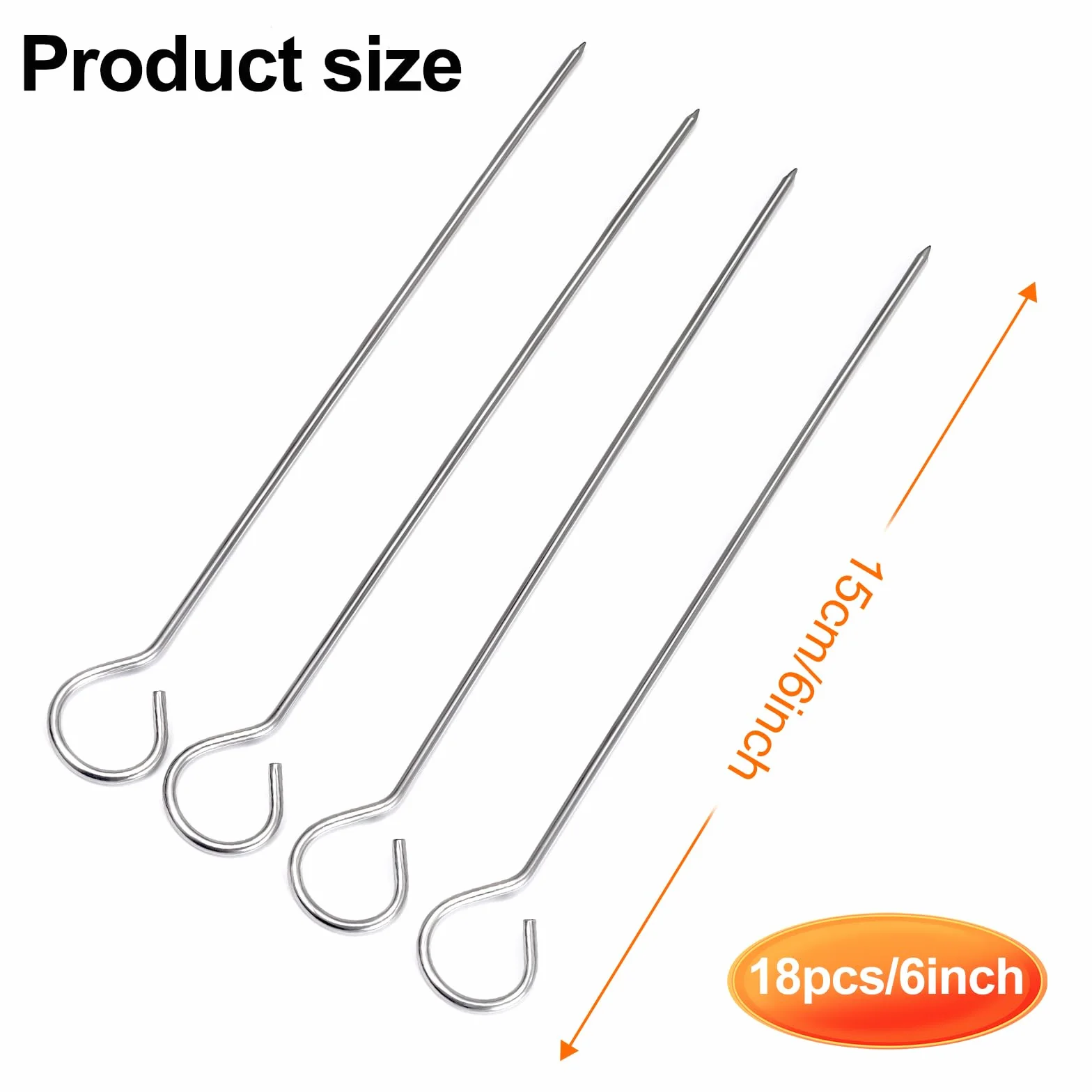 Brochettes en métal 18 Racine 6'' pour barbecue découpes dinde oie rôtis