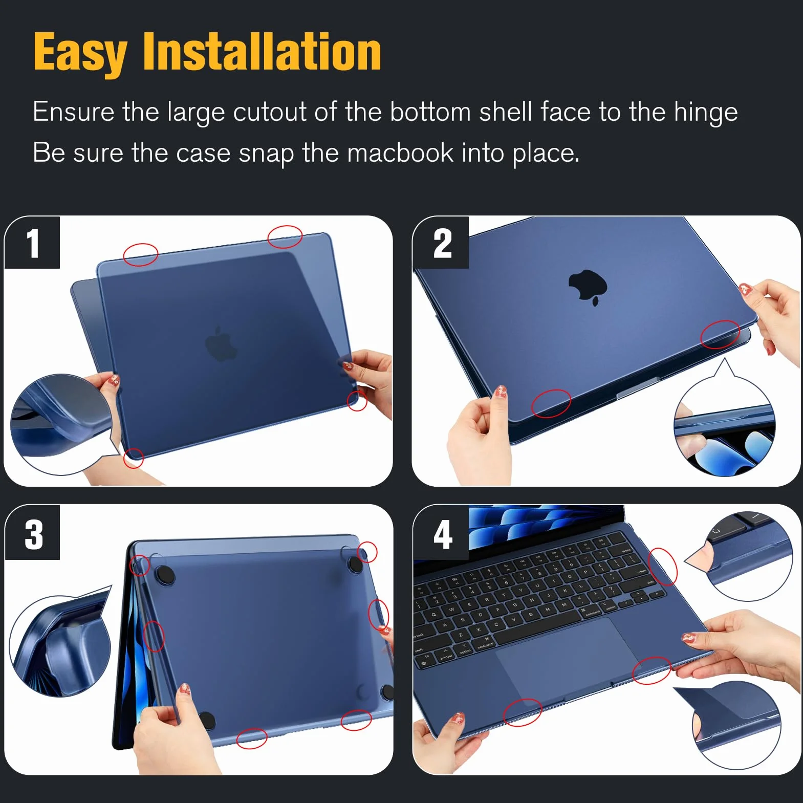 FINTIE Coque MacBook Air 13.6 Pouces M5 M4 M3 M2 2026 2025 2024 2022 Ultra-Fin Finition Givrée Anti-Empreinte Digitale Minuit